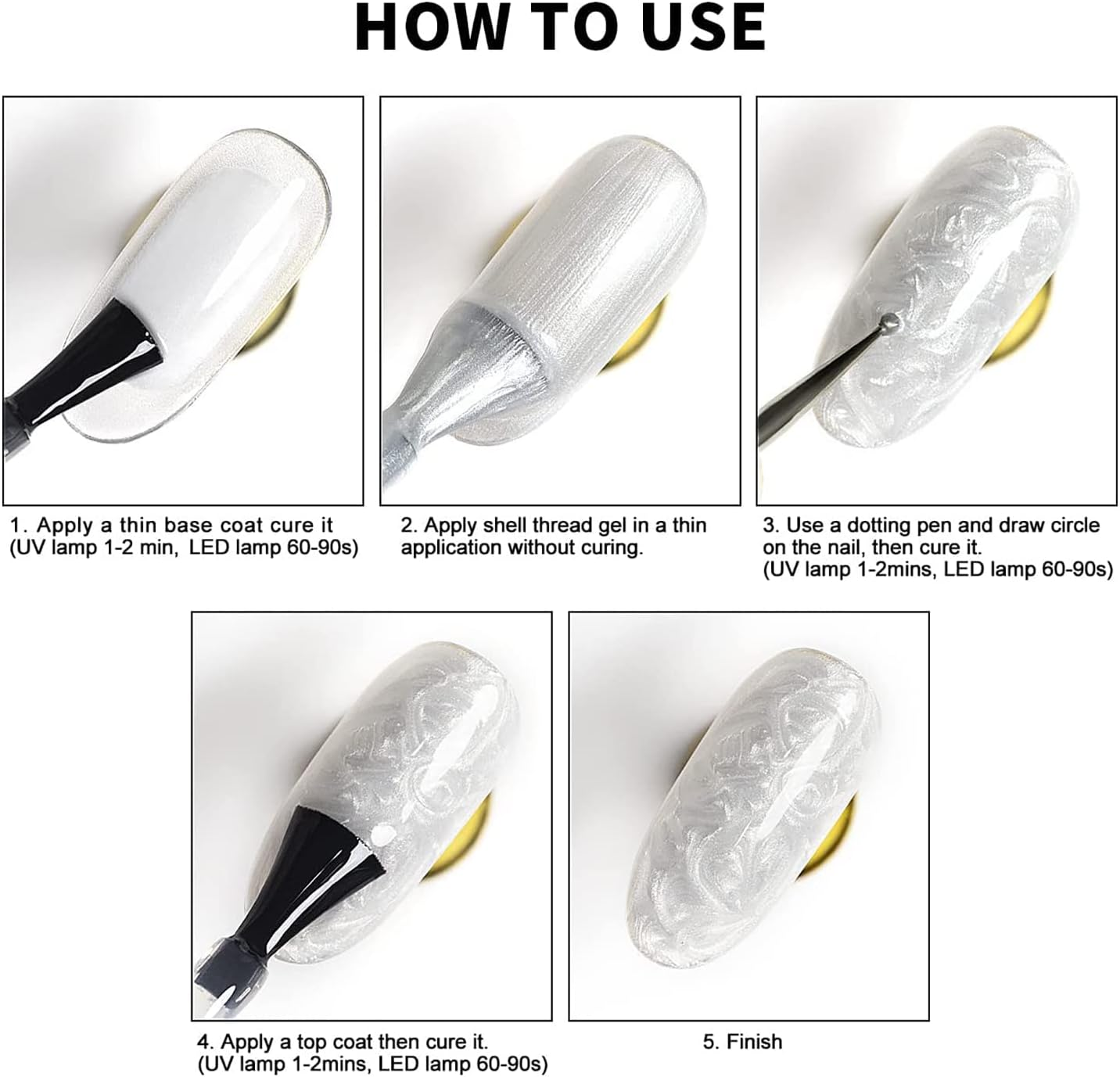 Vishine 16Ml Pearl Gel Nail Polish, Glitter Drawing Gel Polish Shimmer Mermaid Nail Gel Soak off UV Gel for Nail Art Salon Home DIY Manicure 0.54Oz image number 4