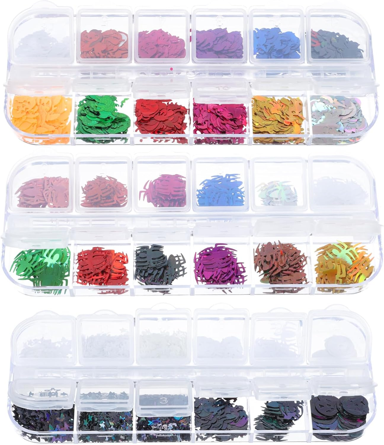 Vaguelly Halloween Nail Art Glitter Skull Pumpkin Colors Spider Glitter Nail Decoration Party Manicure Stickers image number 4