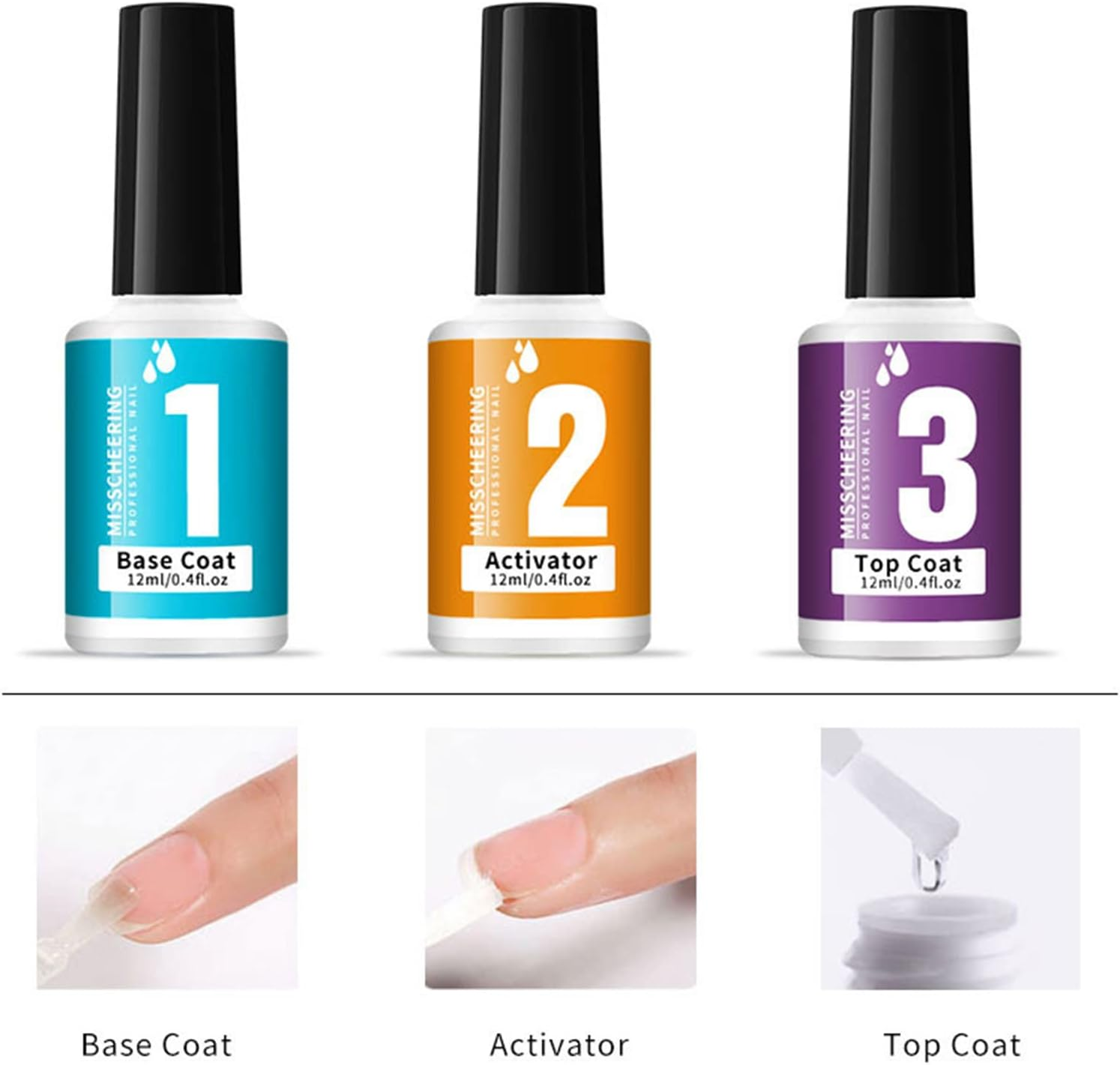 Dipping Powder Nail Liquid Glue Base Coat Top Activator Optional Tools image number 3