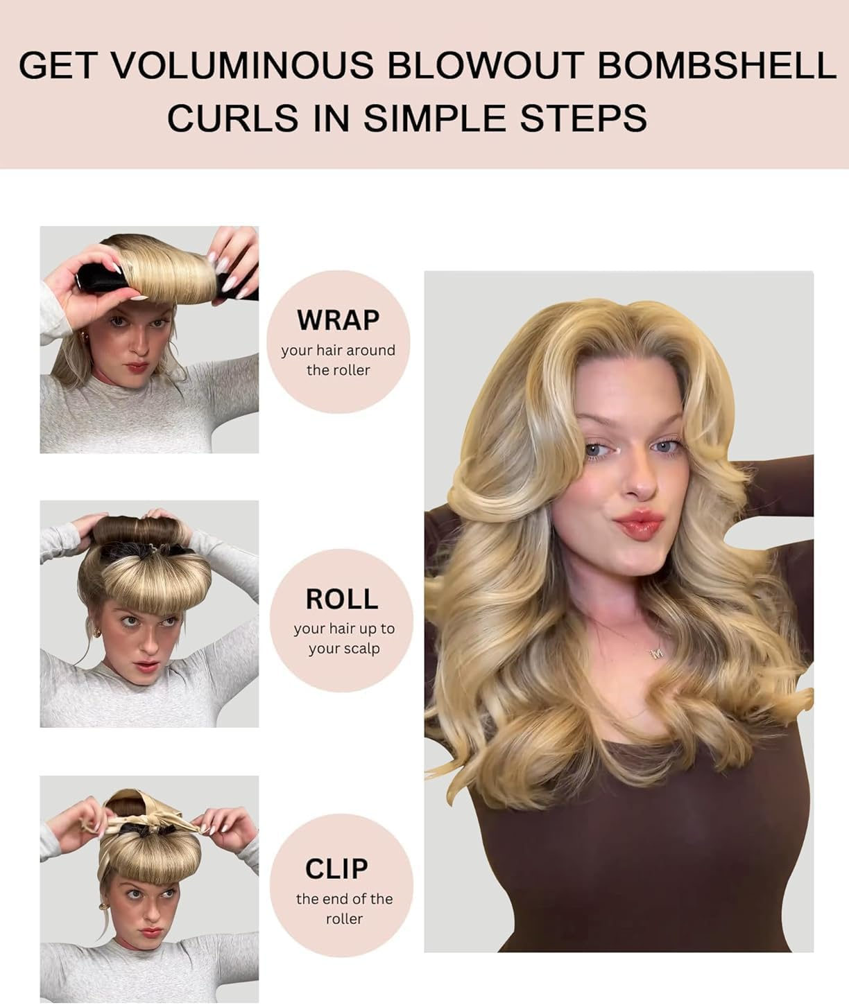 Migugaga Heatless Hair Curler to Sleep Heatless Curls Overnight Blowout Rods Headband No Heat Curlers Curling Set, Jumbo Rods Foam Hair Rollers for Fine Thin Hair Big Curls Styling Tools