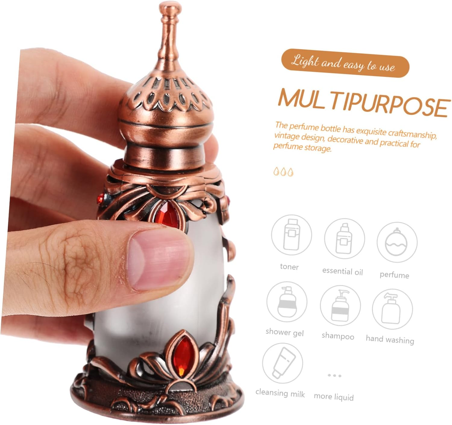 Perfume Bottle Essential Oil Bottle Vintage Decor Metal Decor Retro Decor Portable Perfume Bottle Metal Trim Decorative Bottle for Perfume Alloy Old Fashioned Container