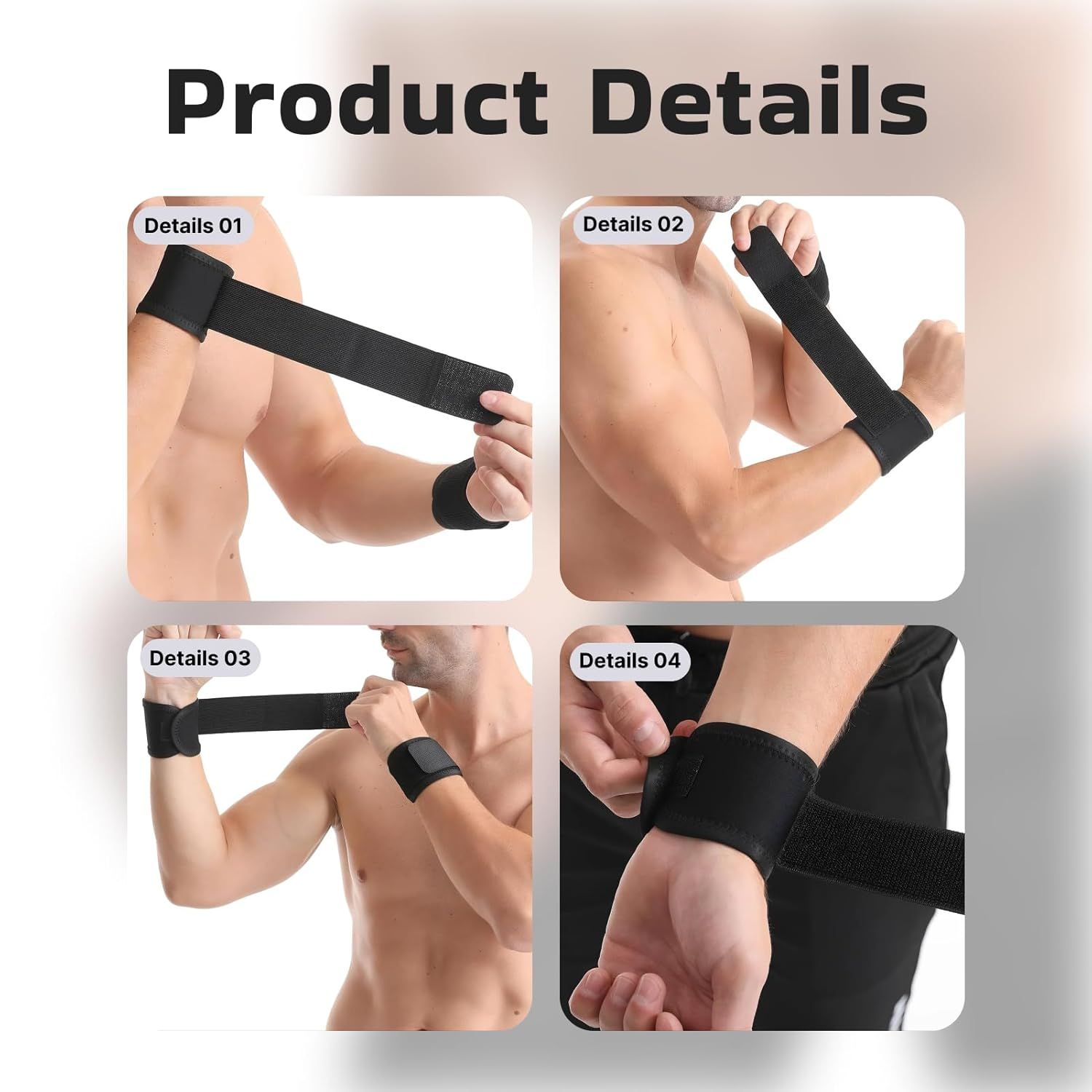 Adjustable Compression Wrist Wraps for Men and Women, 2 PCS of Durable Wrist Braces for Carpal Tunnel Relief, Wrist Support for Fitness, Weightlifting, Gym Workouts, and Everyday Use image number 5