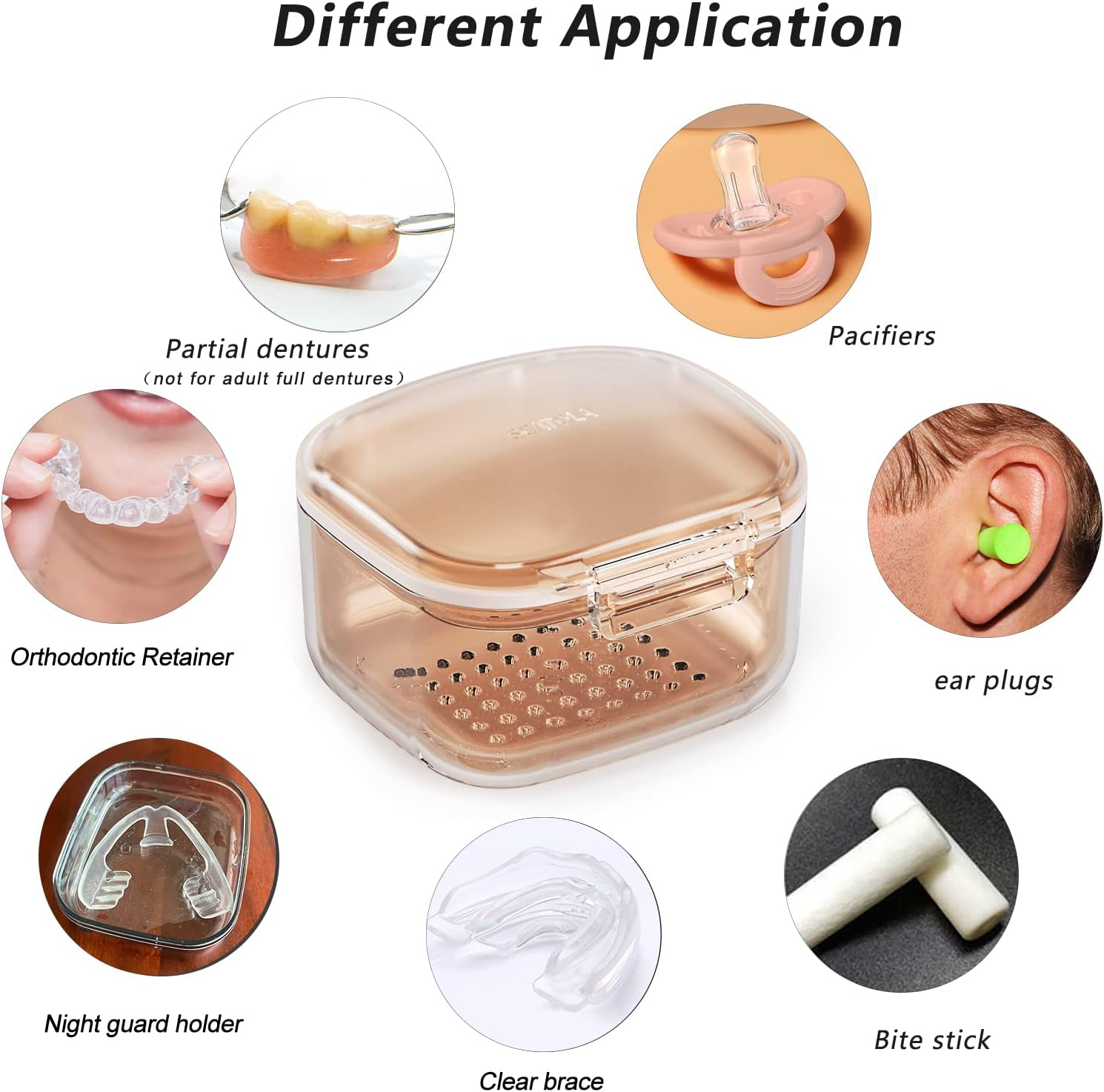 Denture Bath Cup, Denture Case,Retainer Cup,Three-Layer Retainer Case,Denture Cup, Mouth Guards Holder, Partial Denture Soak Container, Retainer Box Size:3.15 * 2.08 * 3.35(Black) image number 5