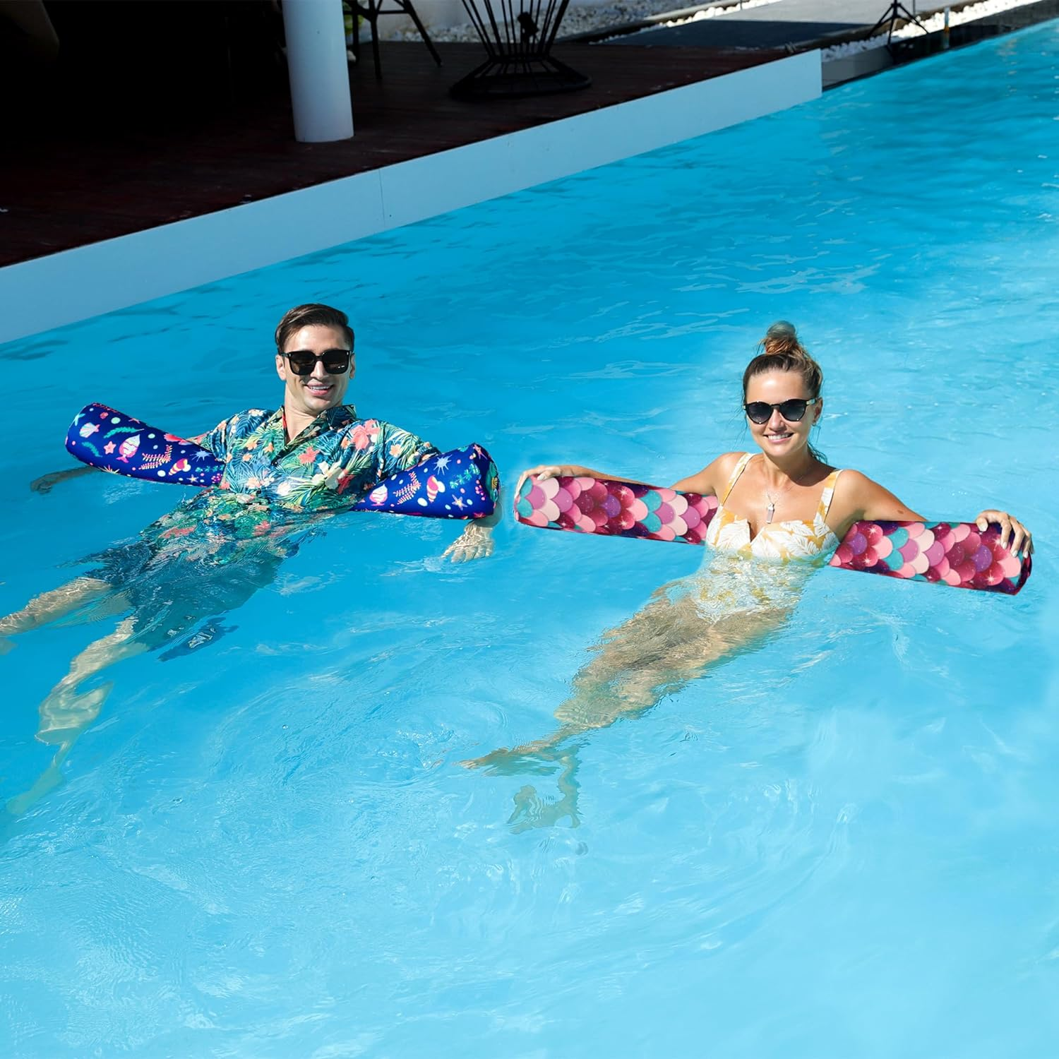 Finduwill Inflatable Swim Pool Noodles, 2 Pack Soft Fabric Covered Large Noodles, Ultra-Comfort with Premium Buoyancy for Swimming Floating, Pool Floats for Adults image number 3