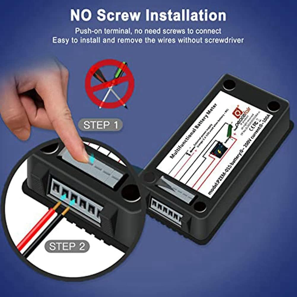 DC Battery Monitor Power Meter Ammeter Digital DC 0-200V Shunt 100A Multimeter, Meter Voltmeter Capacity Tester image number 4