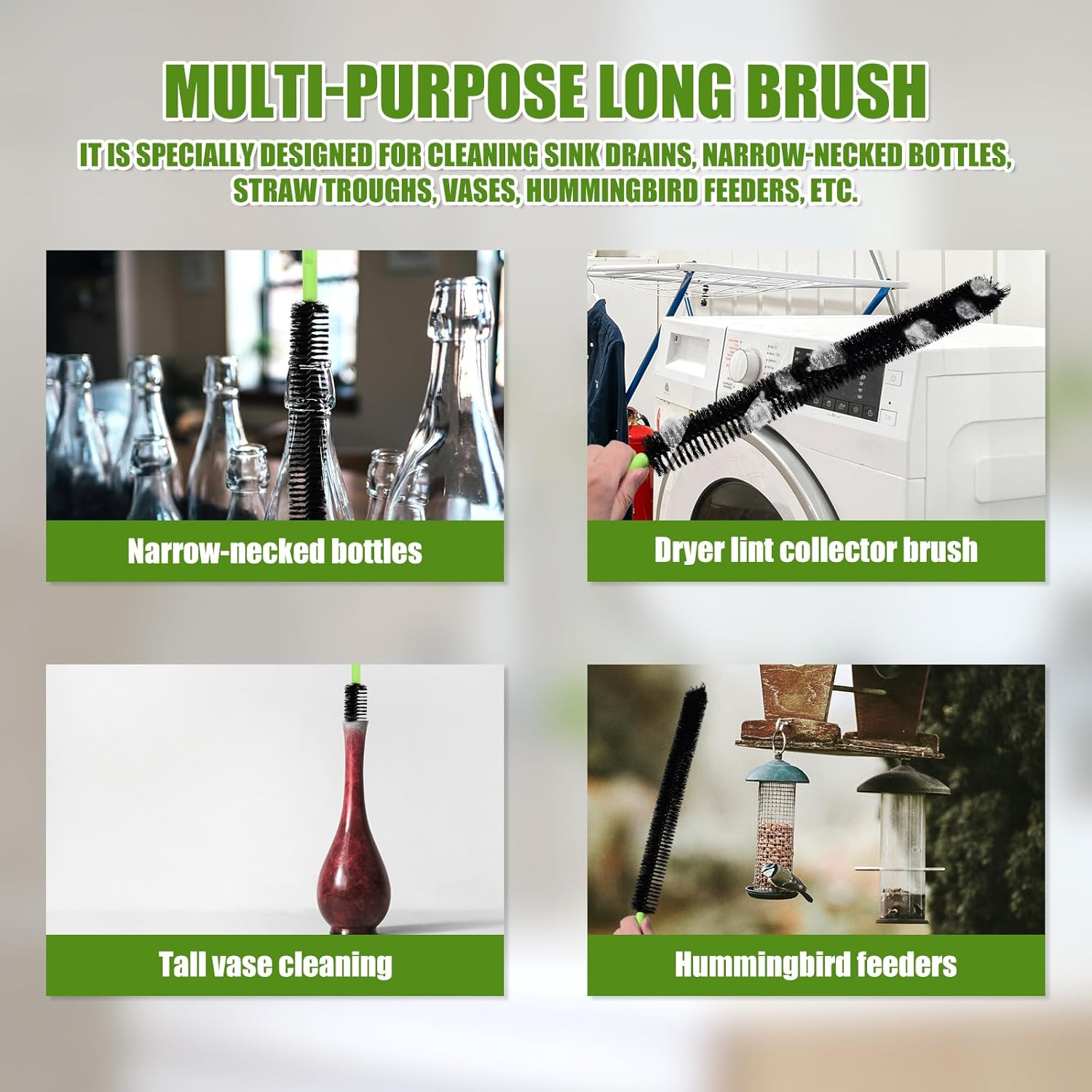 Gosknor 2Pcs Drain Brush, Nylon Stainless Steel Long Pipe Cleaners, 17In Sink Cleaning Brush, Flexible Long Cleaning Brush for Toilet Floor Drain, Kitchen Sink Drain image number 3