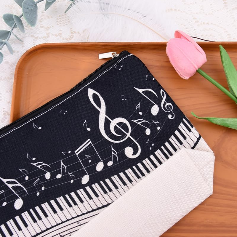 Piano Musical Cosmetic Bag for Women Pianists Music Enthusiast Canvas Makeup Pouch Perfect Birthday Music Festival Gifts for Piano Lovers Teachers image number 1