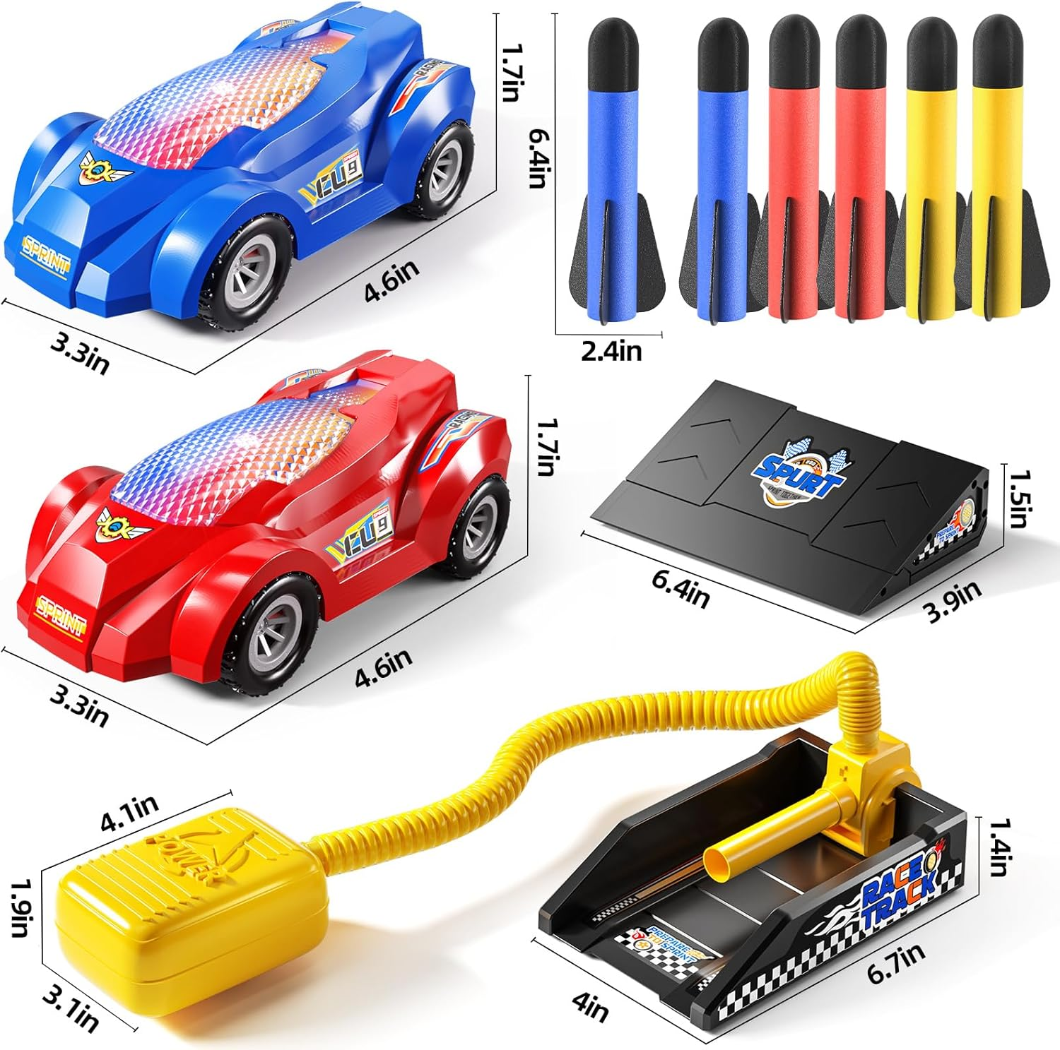 Rocket Toy Car Launcher, 2 Race Car and 6 Foam Rockets, Outdoor outside Backyard Toys for Boys & Girls, Birthday Gift Toys for Kids Boys Girls Age 3 4 5 6 7 8 Years Old image number 3