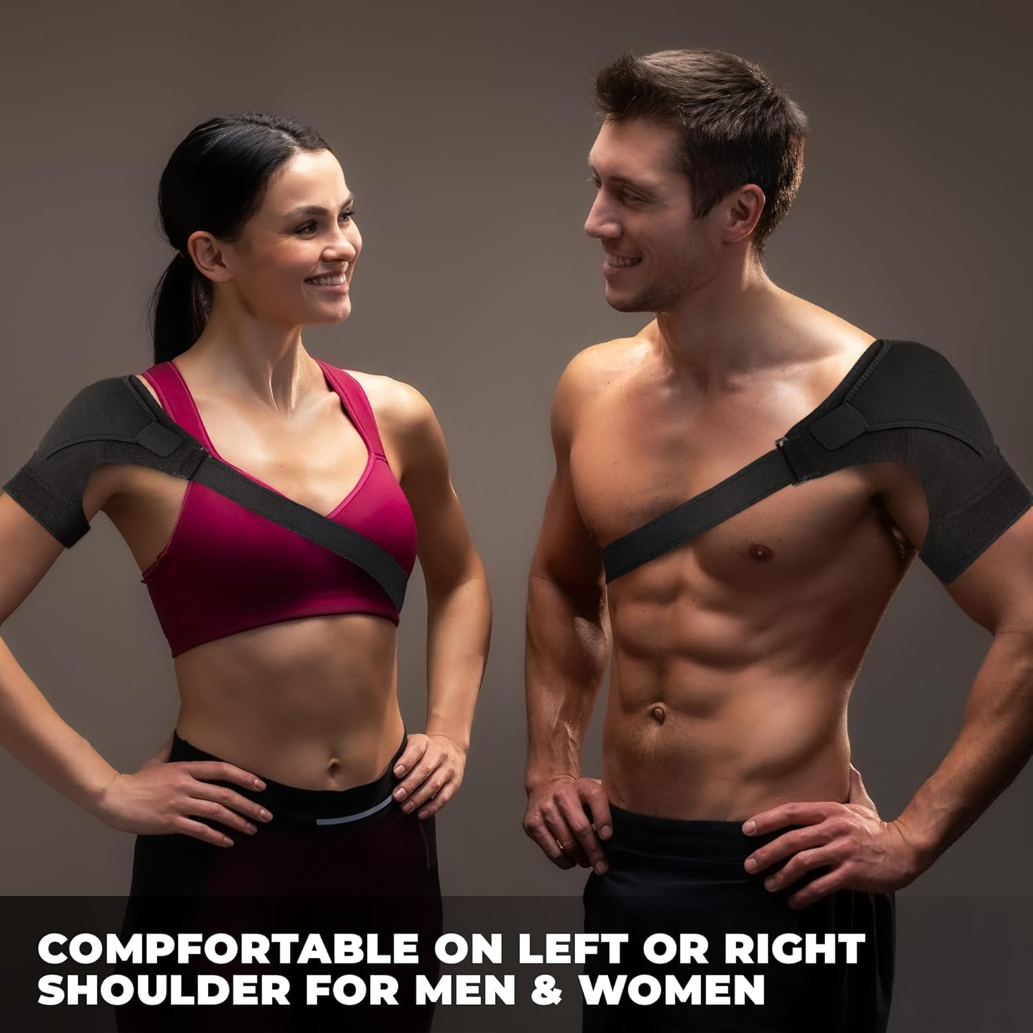 Astorn Adjustable Shoulder Brace for Torn Rotator Cuff with Icepack Holder - Shoulder Compression Sleeve Wrap for Pain Relief, Stability and Recovery - Fits Left and Right Arm for Men & Women (L) image number 1