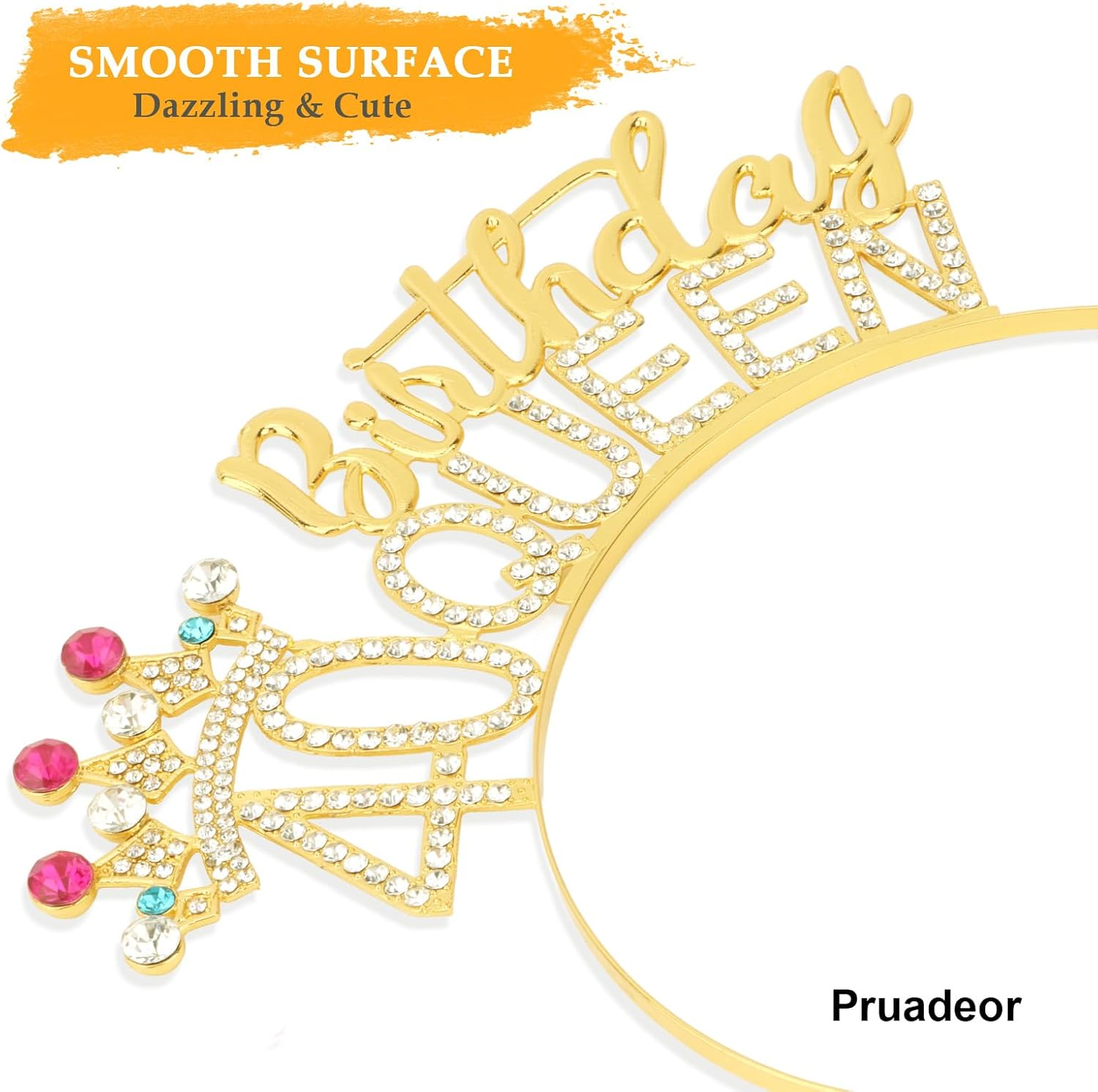 Pruadeor Gold 40Th Birthday Crown Woman 40Th Birthday Headband Glitter Sash for Birthday Party Decoration Gift image number 5