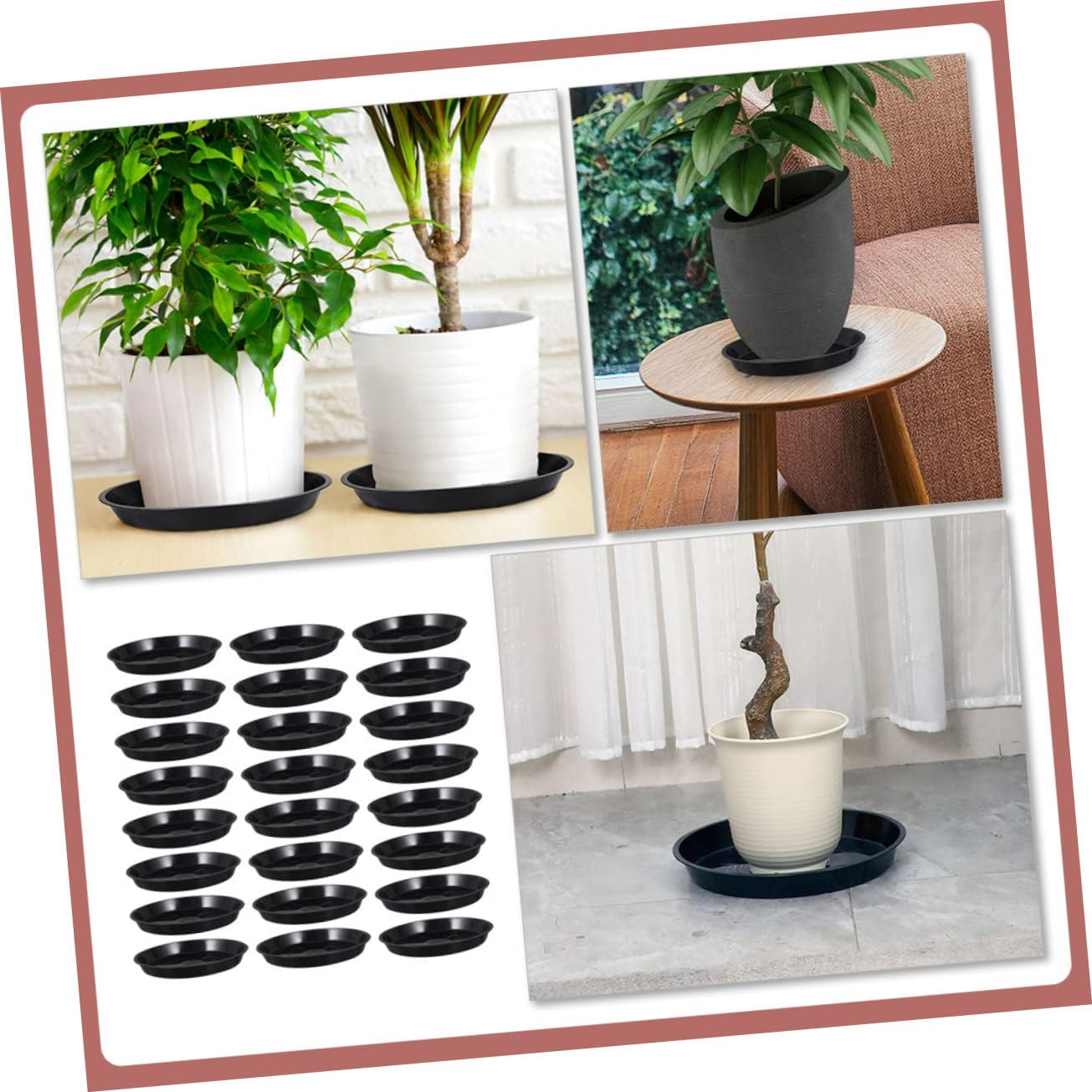 Kisangel 25Pcs Plastic Flower Pot Trays as Flowerpot Base for Indoor Plant Pot Ground Flowerpot Trays for Potted Plant image number 2