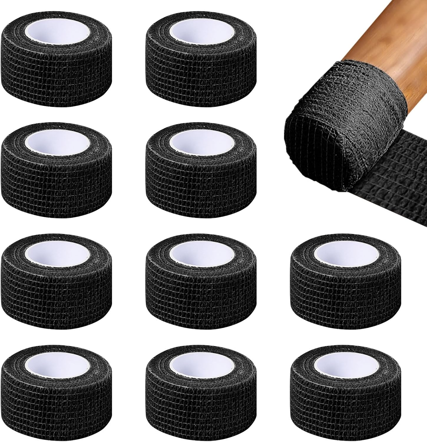 10 Pack Tapes Chair Leg Floor Protectors, Self Adhesive anti Slip Furniture Pads Tape Roll 1" X 177", Suitable for Different Furniture Legs Hardwood Floor Table Couch (Black)