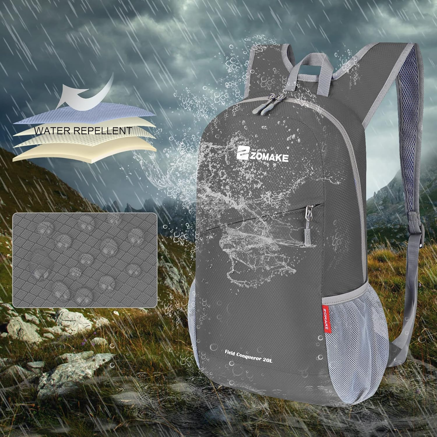 ZOMAKE Foldable Backpack 20L Lightweight Folding Pack, Water Resistant Small Travel Daypack for Hiking Camping Walking image number 6