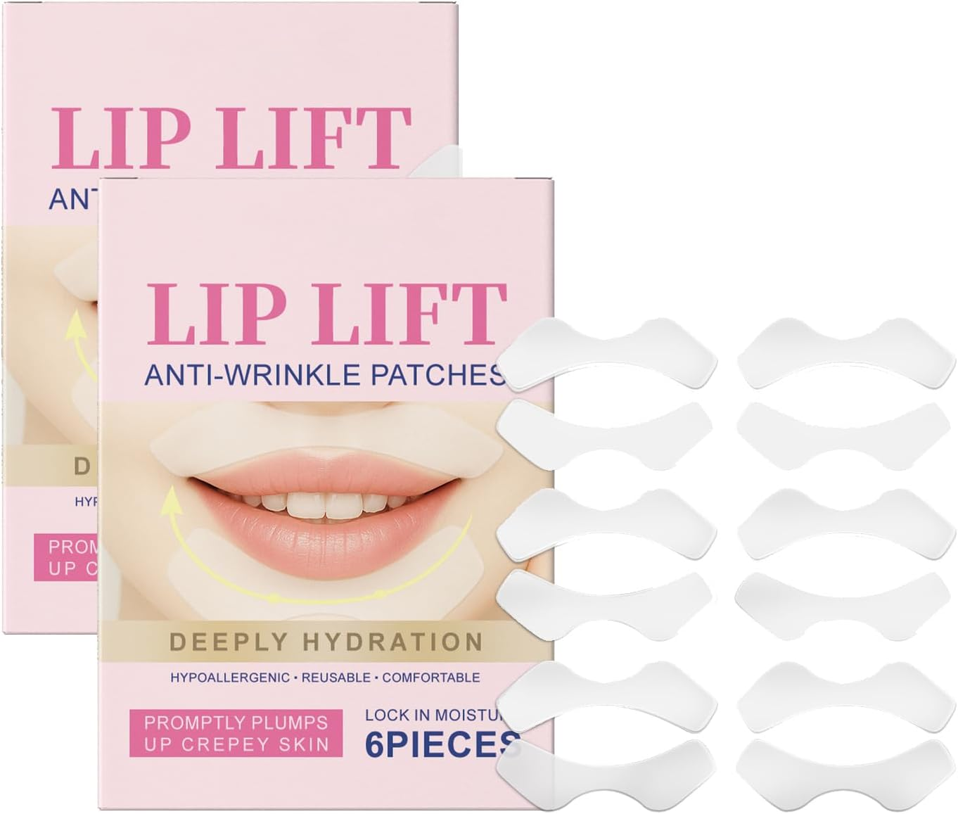 Lip anti Wrinkle Patches &ndash; Reusable Face Tape for Smoothing Smile Lines & Lip Area Wrinkles, Breathable Overnight Firming Moisture Pads for All Skin Types (3 Box/ 18 Pairs)