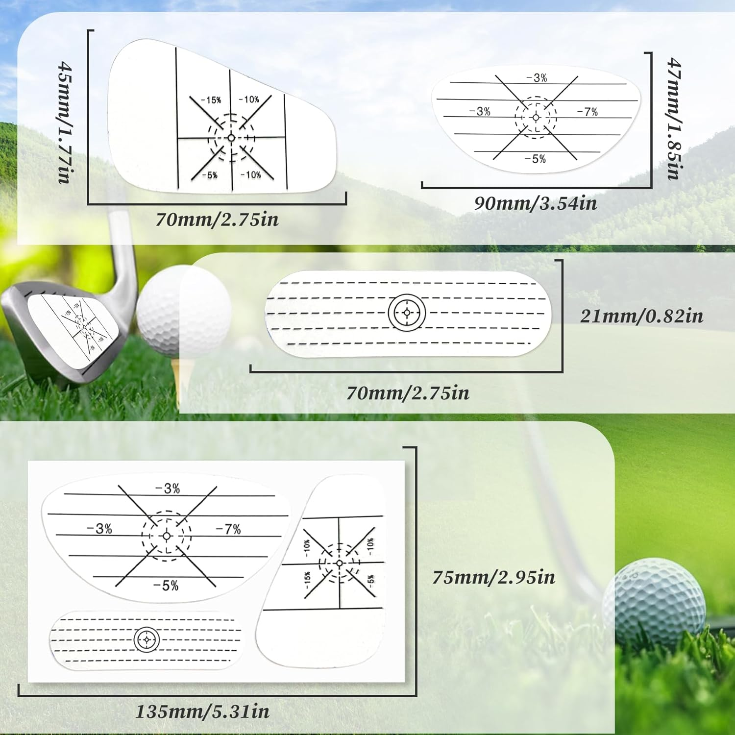 EKIND Golf Impact Labels for Swing Training Golf Club Tape Stickers for Driver Iron Putter Practice Recorder Instant Feedback Removable Blue Mark Trainer Aid (30 Pcs) image number 5