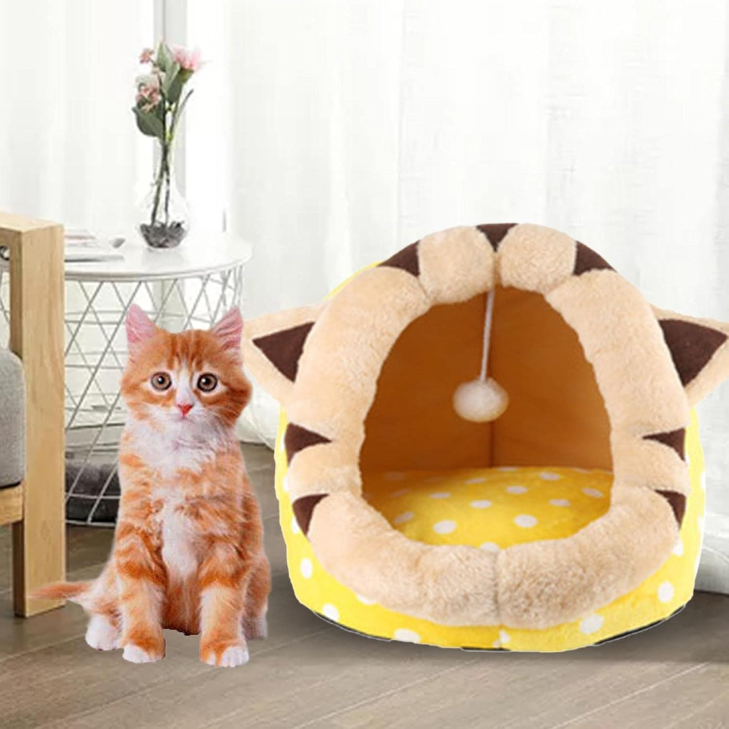 Cute Cat Beds for Indoor Cats, Pet House Dog Sleeping Bed Dog Nest Winter Warm with Cushion Nonslip Bottom for Small Medium Large Dogs Cats, Cat, S/288 (Color : Cat, Size : Medium) image number 6