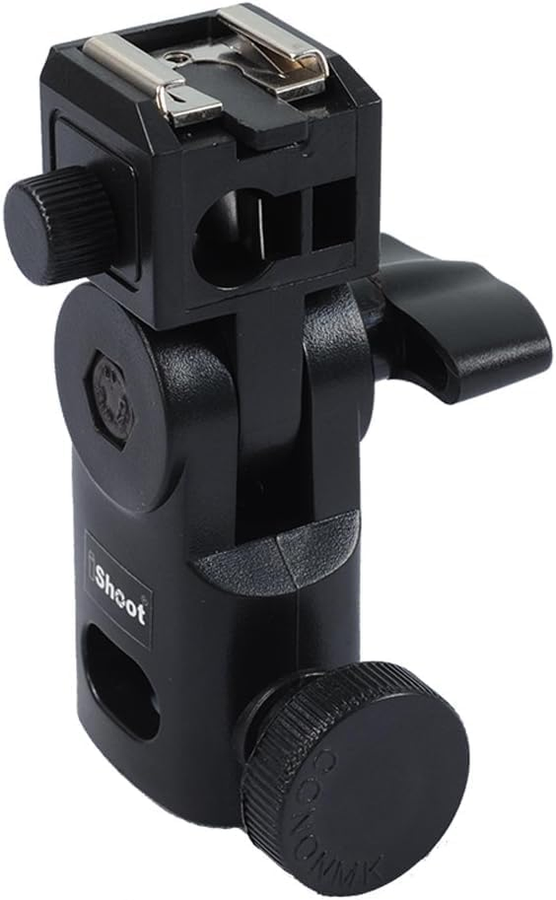 Ishoot Hot Shoe Mount Flash Bracket Photo Umbrella Holder Support Compatible with Canon Nikon Pentax Olympus Metz Speedlite Flash Studio Light Stand image number 3