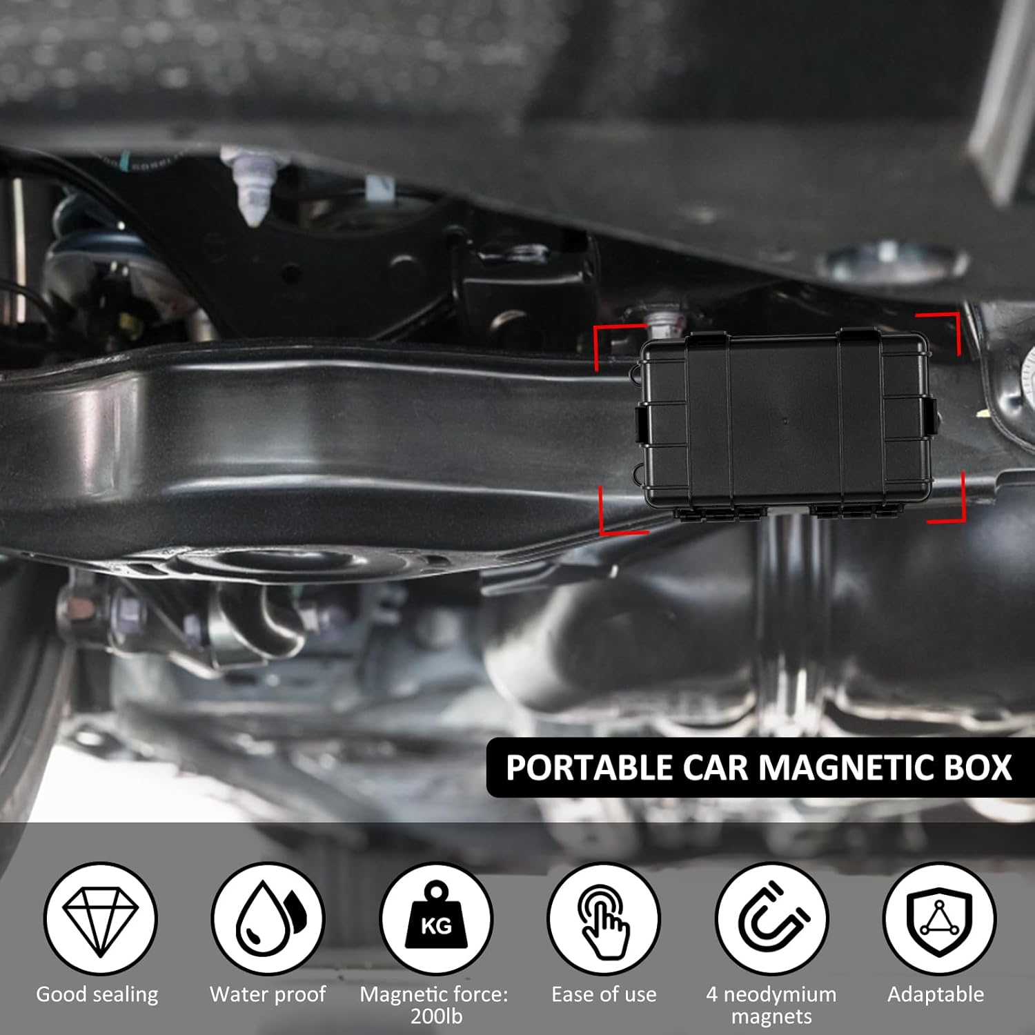 Magnetic Key Box under Car Vehicles, Hide a Key Magnetic under Car Key Holder Spare Key Hider, Waterproof Hidden Key Holder Case for Outdoor Travel, Magnet Key Box under Car image number 2