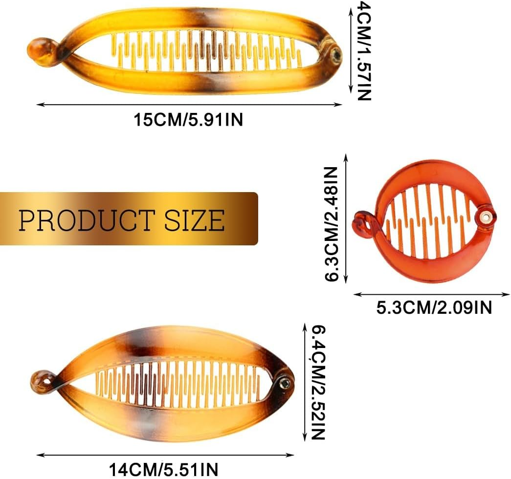 PLABBDPL Pack of 6 French Banana Clips Hair Comb Fishtail Hair Clip Combs and round Banana Clips Flexible Ponytail Holder Clips Hair Styling Accessories for Women Girls (Brown) image number 5