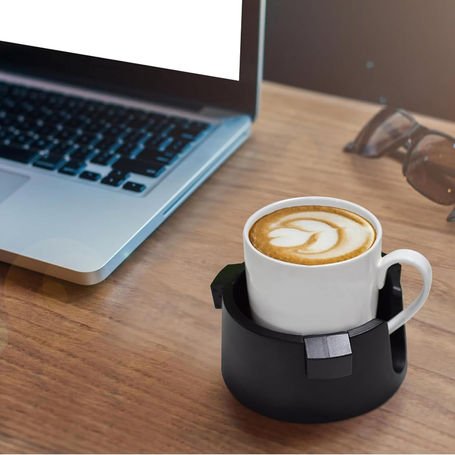 2 Pack Adjustable Anti-Spill Cup Holder for Desk &ndash; Non-Tipping, Non-Slip Plastic Drink Coaster for Office, Home & Desktop &ndash; Black image number 6