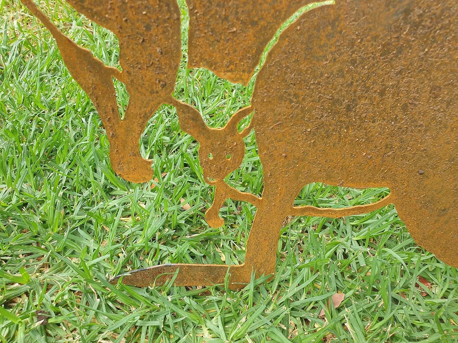 Kangaroo Garden Stake - Australian Made Rusted Metal Garden Art image number 2