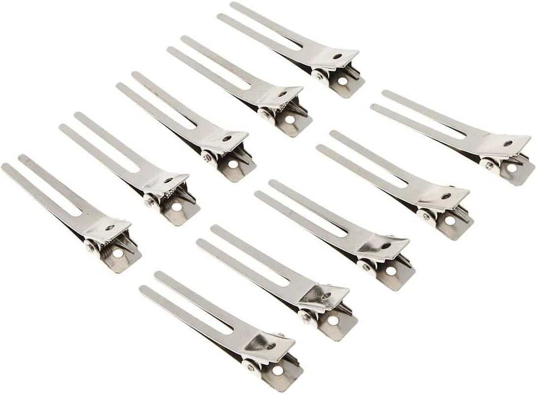Baoblaze 10Pcs Women Girls Blank Silver Double Prong Metal Alligator Clips DIY Hair Bows Slides Makings 4.5 Cm image number 2