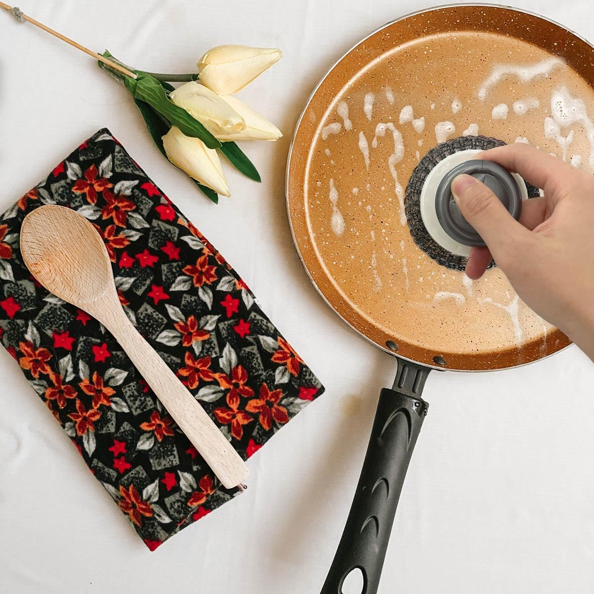 2Pcs Stainless Steel Scrubber Dish Scrub Brush with Handle ，Multipurpose Kitchen Cast Iron Scrubber for Pots, Grills, Ovens & Other Tough Cleaning Jobs (Metal Steel Style) image number 1