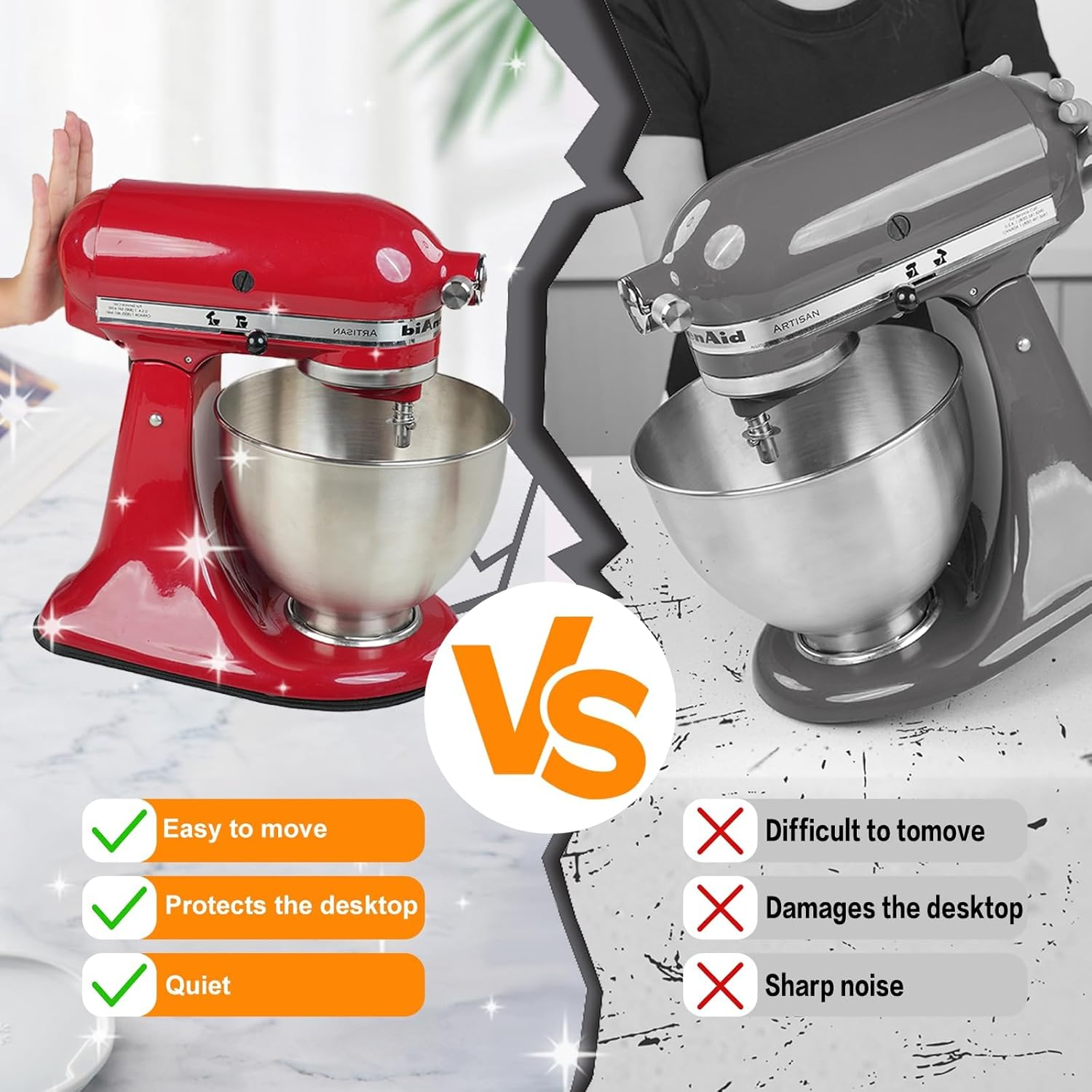 Mixer Sliding Mat Compatible with Kitchenaid 4.5 & 5 Quart Stand Mixer, Slider Mat Compatible with 4.5 & 5Qt Kitchenaid Mixer Accessories