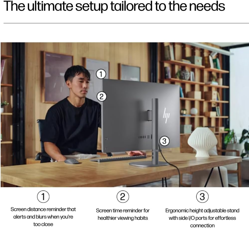 HP Omnistudio X All-In-One Desktop PC, 32" 4K IPS Display, Intel Core Ultra 7 Processor, Intel Arc Graphics, 16GB DDR5 RAM, 1TB SSD, Windows 11 Home, 5MP IR Camera, B&O Audio, BD0R6PA image number 3