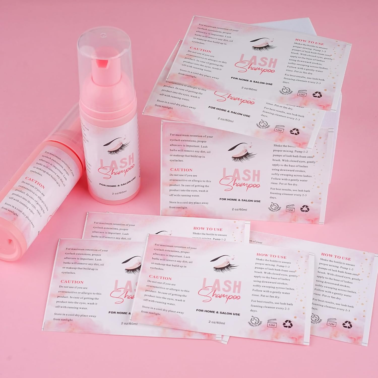 50Pcs Lash Shampoo Label Stickers for Bottle (B)