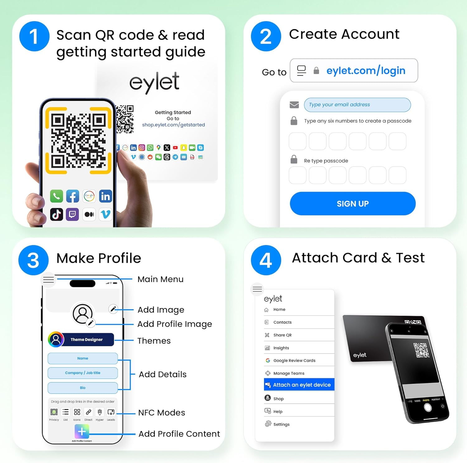 5 Black Digital Business Card Pack - NO SUBS | NFC Enabled Digital Business Cards from EYLET. image number 6
