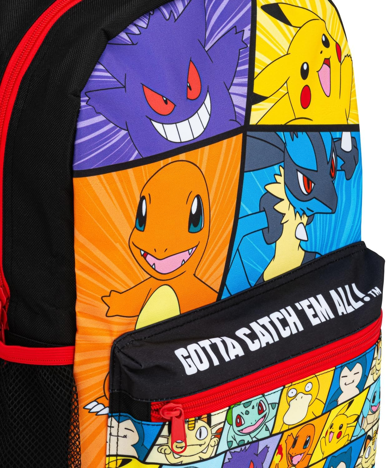 Pokemon Backpack 4 Piece School Set |Includes Lunch Box, Water Bottle, and Pencil Case | Adjustable Padded Shoulder Strap |Mesh Side Pocket | Back to School Bag Set image number 1