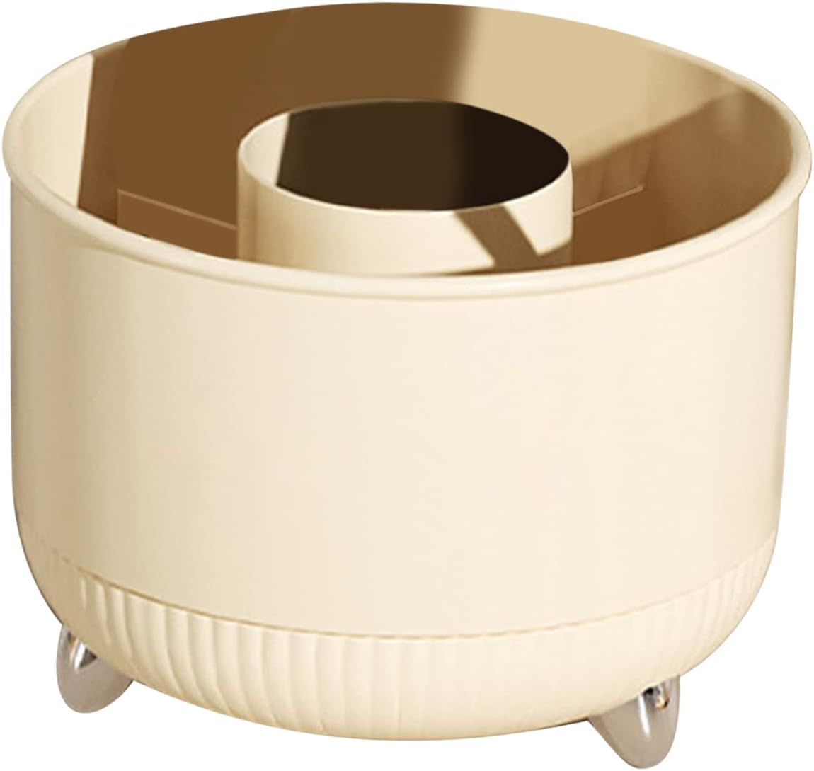 Jeffergarden Makeup Brush Holder White Makeup Brush Organizer Holder Organizer Cosmetic Storage Display Case 360 Degrees Rotating for Eyebrow Pencils Lipsticks (5 Grids) image number 1