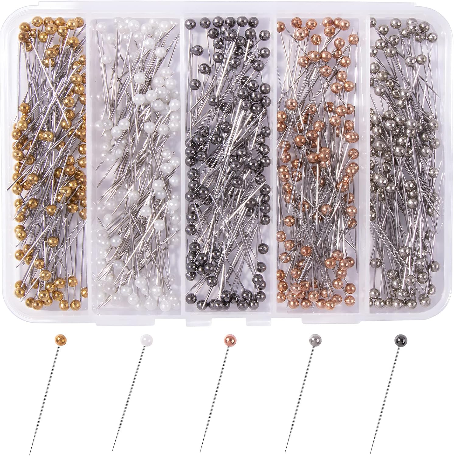 VAPKER Sewing Pins 500 Pcs Pearlized Head Quilting Pins 38Mm Straight Long Pins for Dressmaker Flower DIY Decoration(5 Colors) image number 6