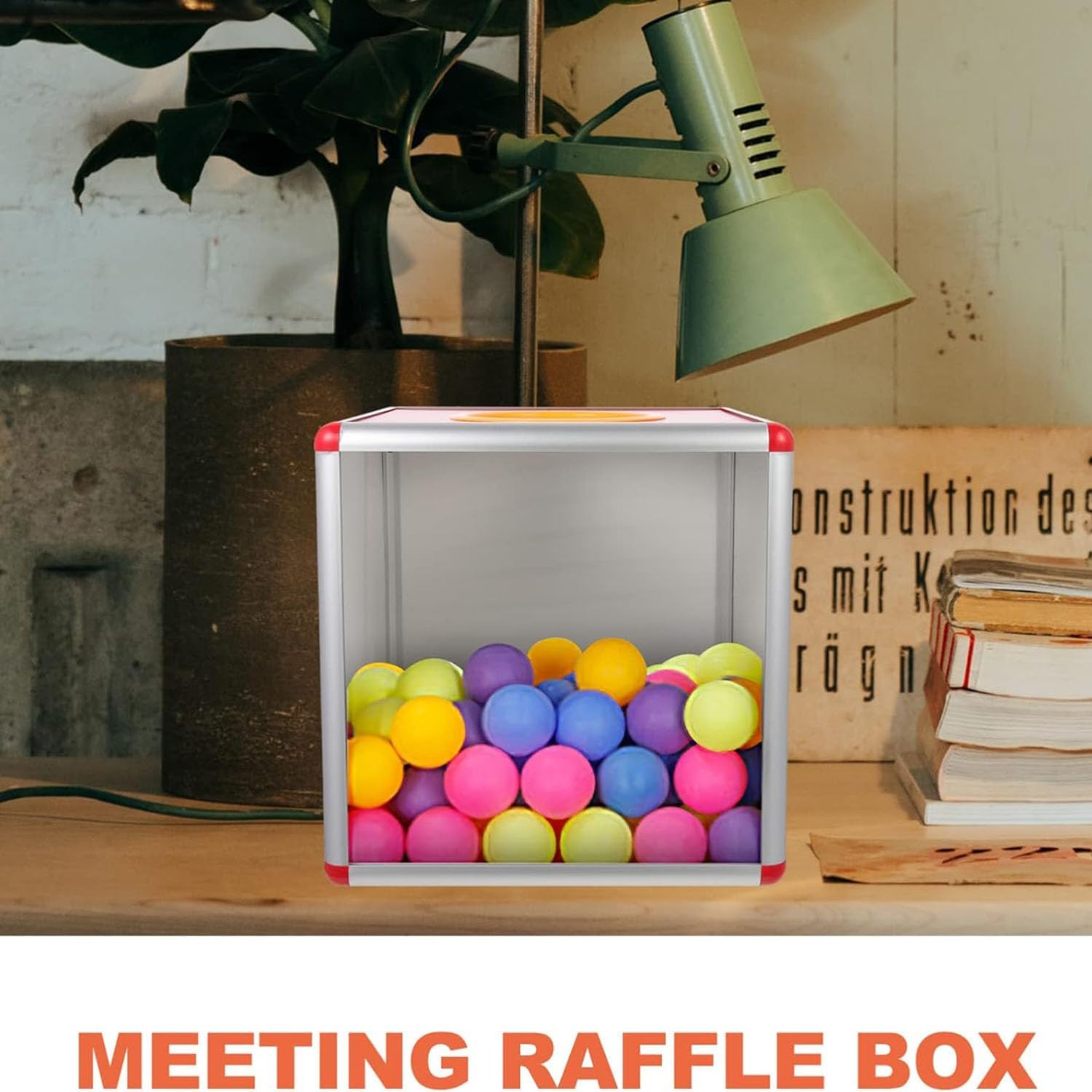Lucky Draw Box Donation Ballot Box, Aluminum Alloy Props Transparent Ticket Holder, Square Raffle Ball Game Box Fundraising Cubic Storage Container, Clear Suggestion Comment Vote Tip Jar image number 6