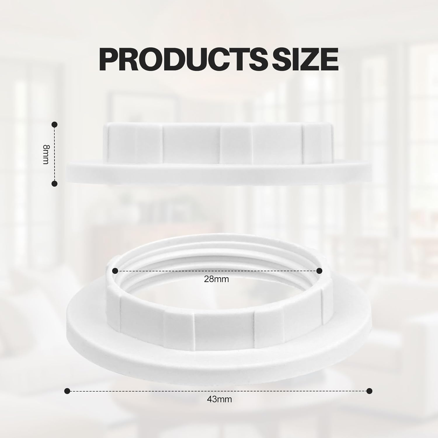 NUTTDOO Lampshade Reducer Ring,6 Pack E14 Plastic Screw Collar Ring 28Mm,Lampshade Fittings E14 for Table Lamp,Ceiling Lights,Plastic Screw Bulbs Lamp Holder (E14-28MM) image number 3