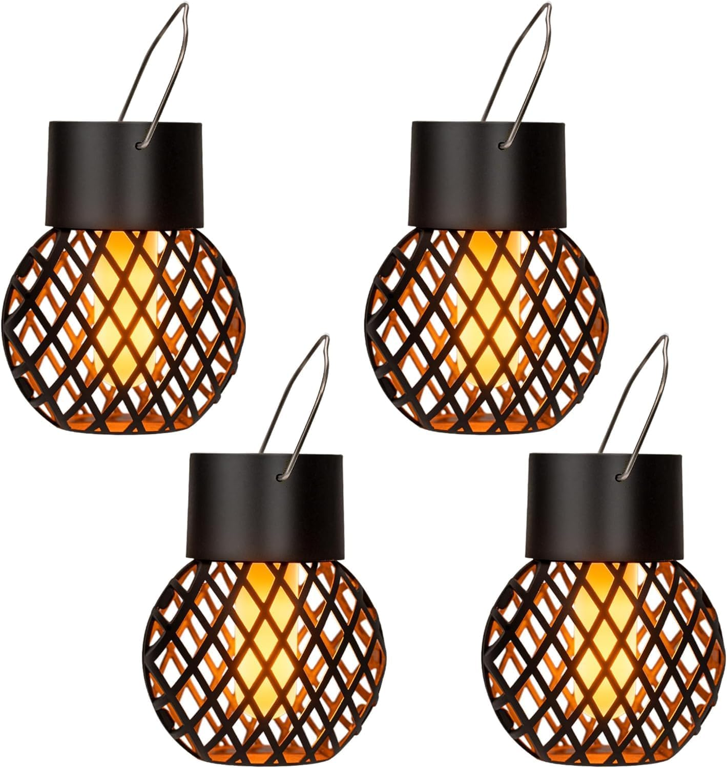 Solar Lights Outdoor Garden, 4 Pack Hanging Solar Lights Flickering Flame, Waterproof for Garden, Yard, Fence, Tree image number 5