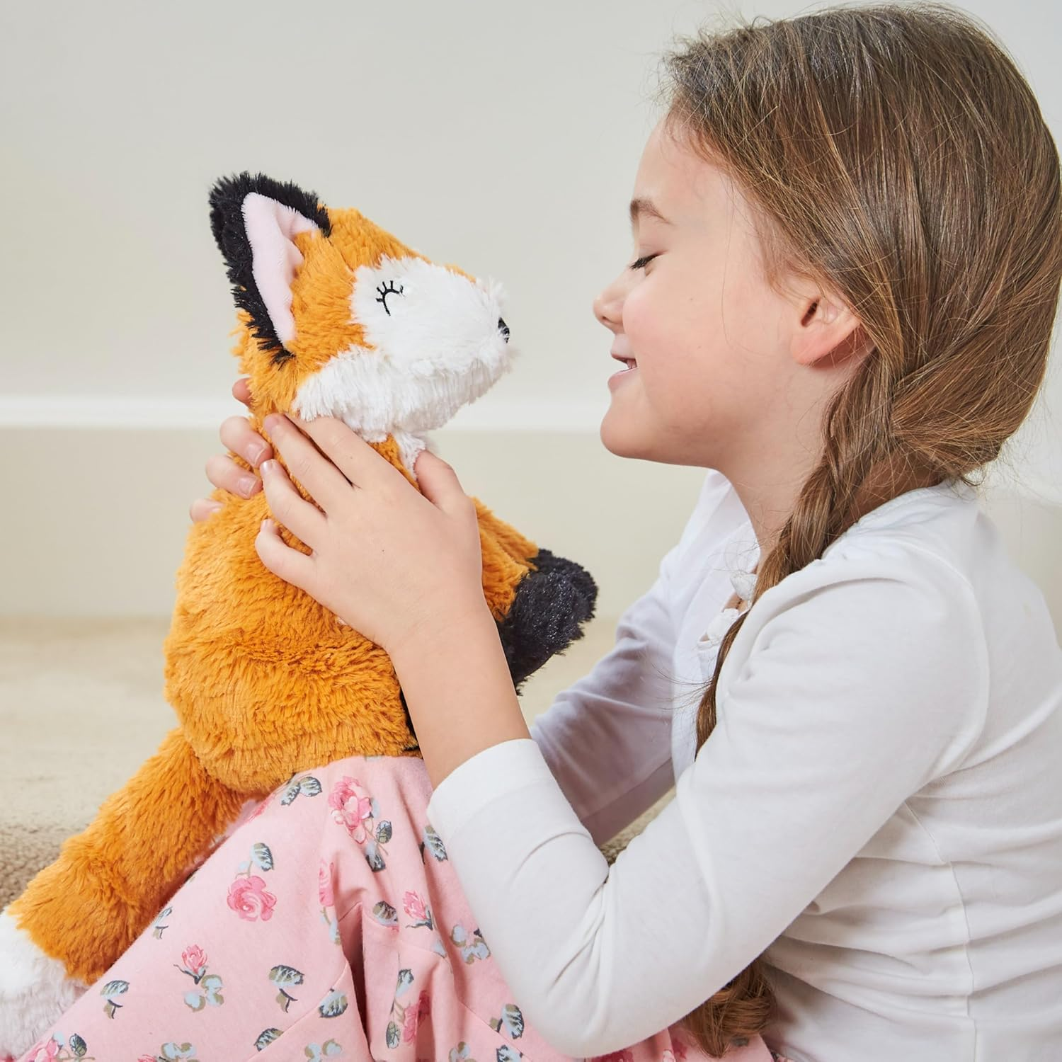 Warmies Plush Fox Microwavable Weighted Wheat Bag, Cuddly Soft Heat Pad Scented with French Lavander, Weighted Teddy Suitable for Adults and Children