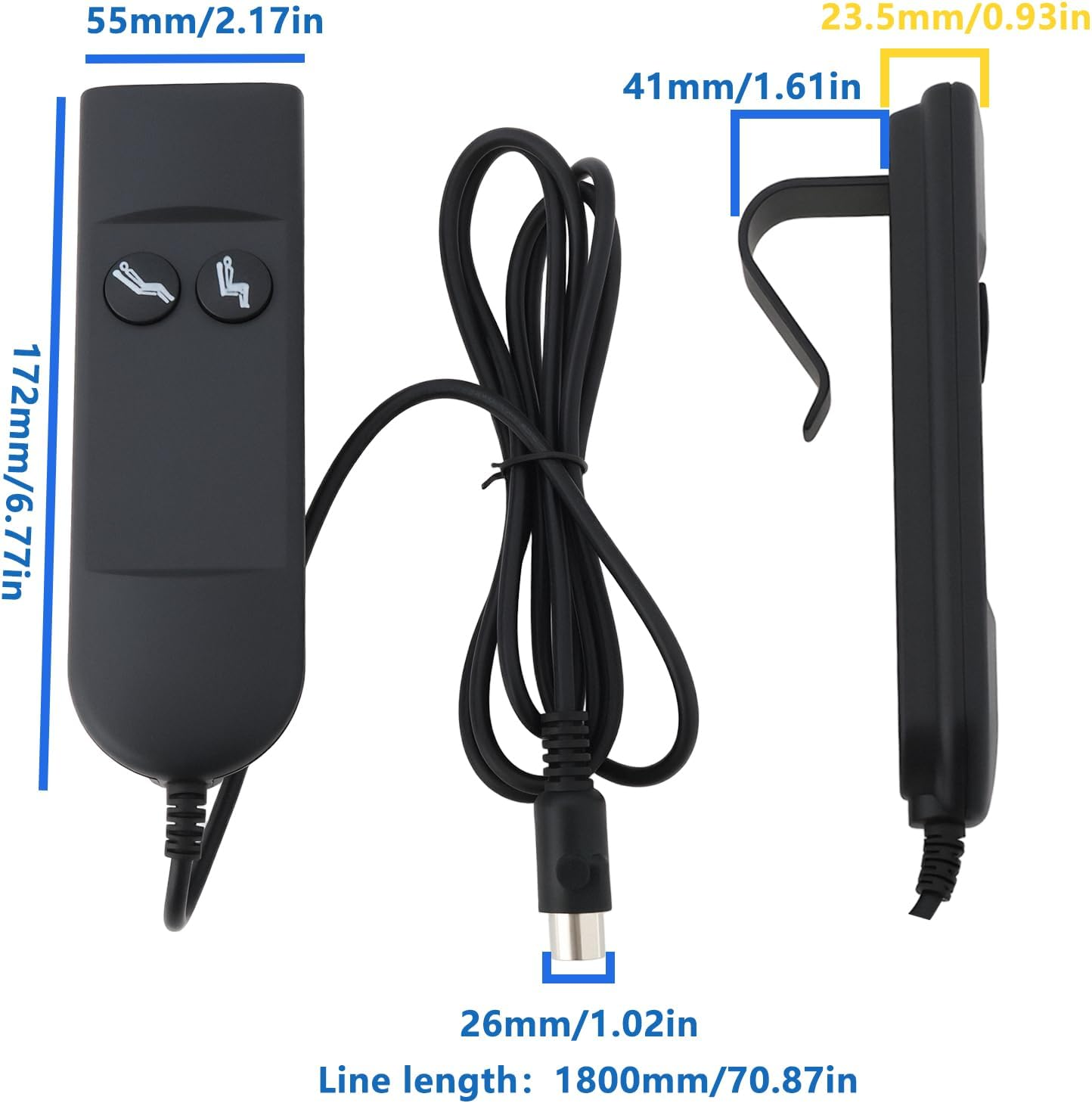 Emsea Recline Chair Remote Control Switch 2 Button Remote Control 1.8M 22AWG for Electric Foot Bath Sofa Standing Bed Massage Sofa image number 5