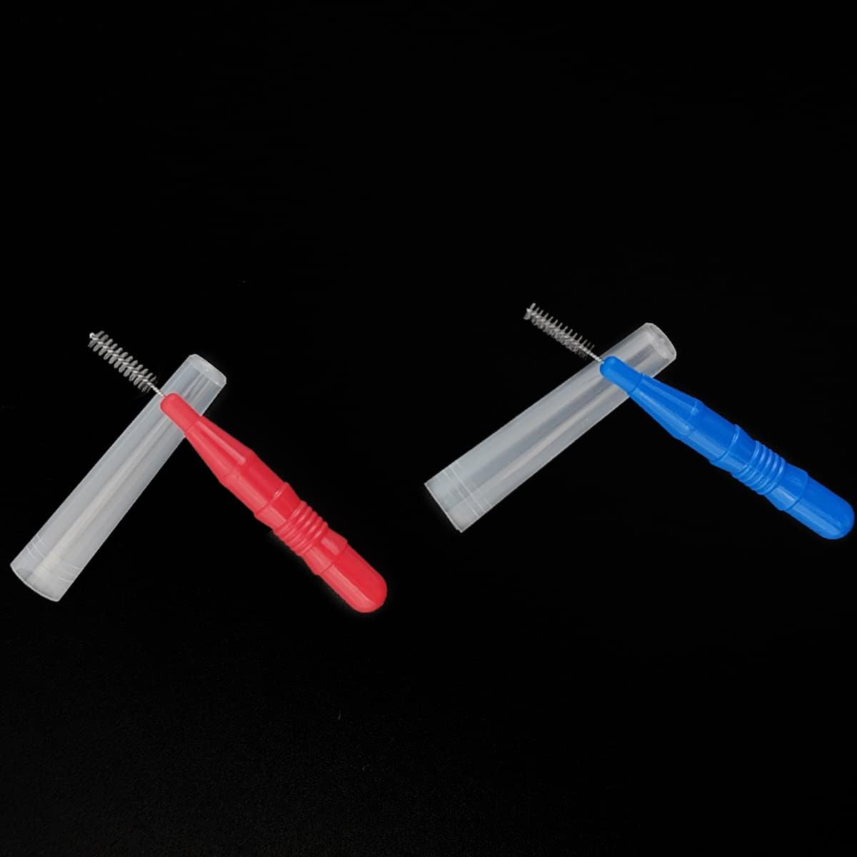 GXXMEI 100PCS Braces Dental Brush Flosser for Cleaner Interdental Brush Toothpick Dental Tooth Flossing Head Oral Dental Hygiene Toothpick Cleaners Cleaning Tool (Red and Blue) image number 3