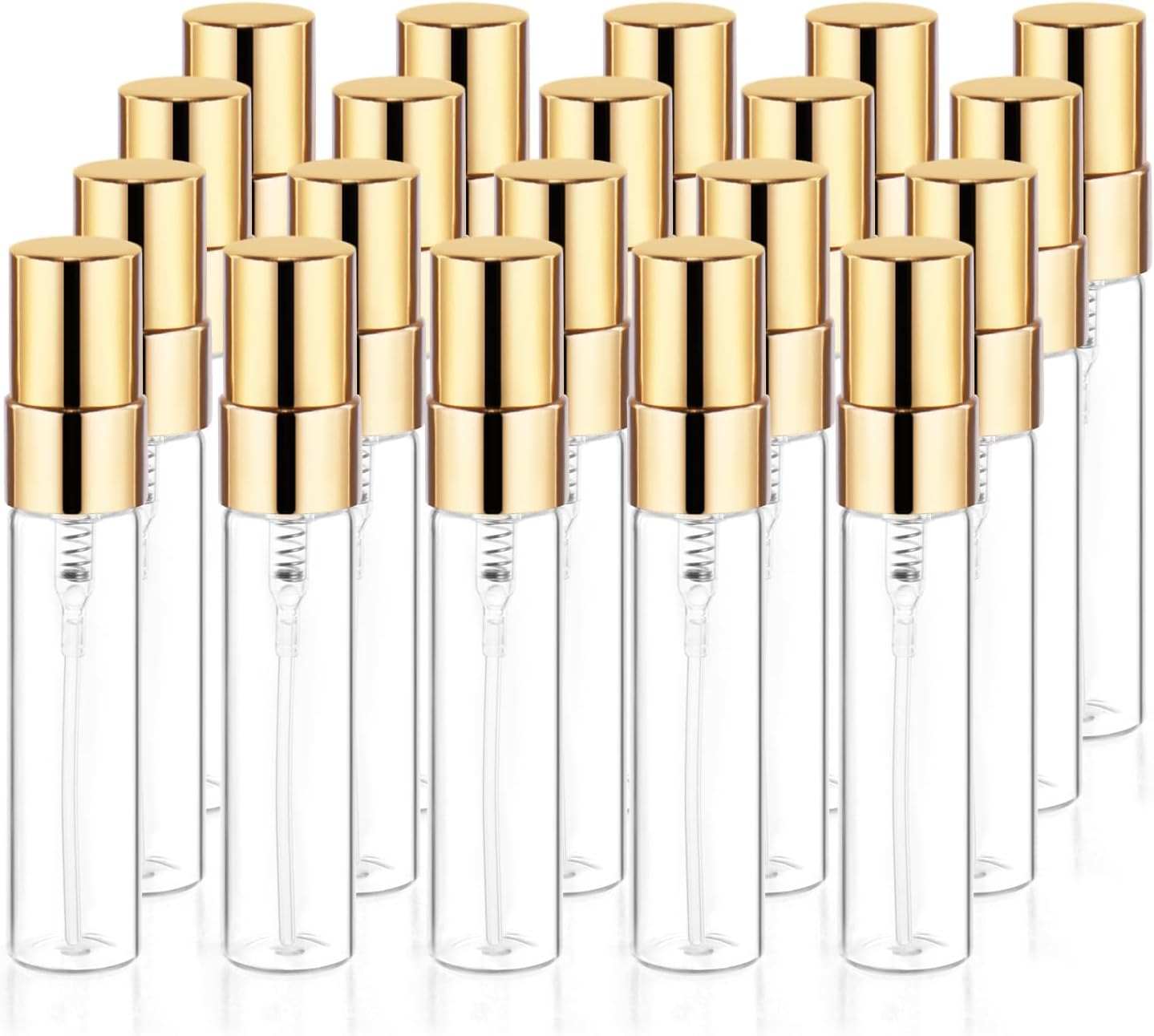 BOSMIOW 20Pcs 5Ml Clear Glass Mist Spray Bottle Refillable Mini Perfume Atomizer Empty Travel Sample Bottle with Golden Aluminized Nozzle Makeup Container for Perfume,Liquid,Air Fresheners image number 2
