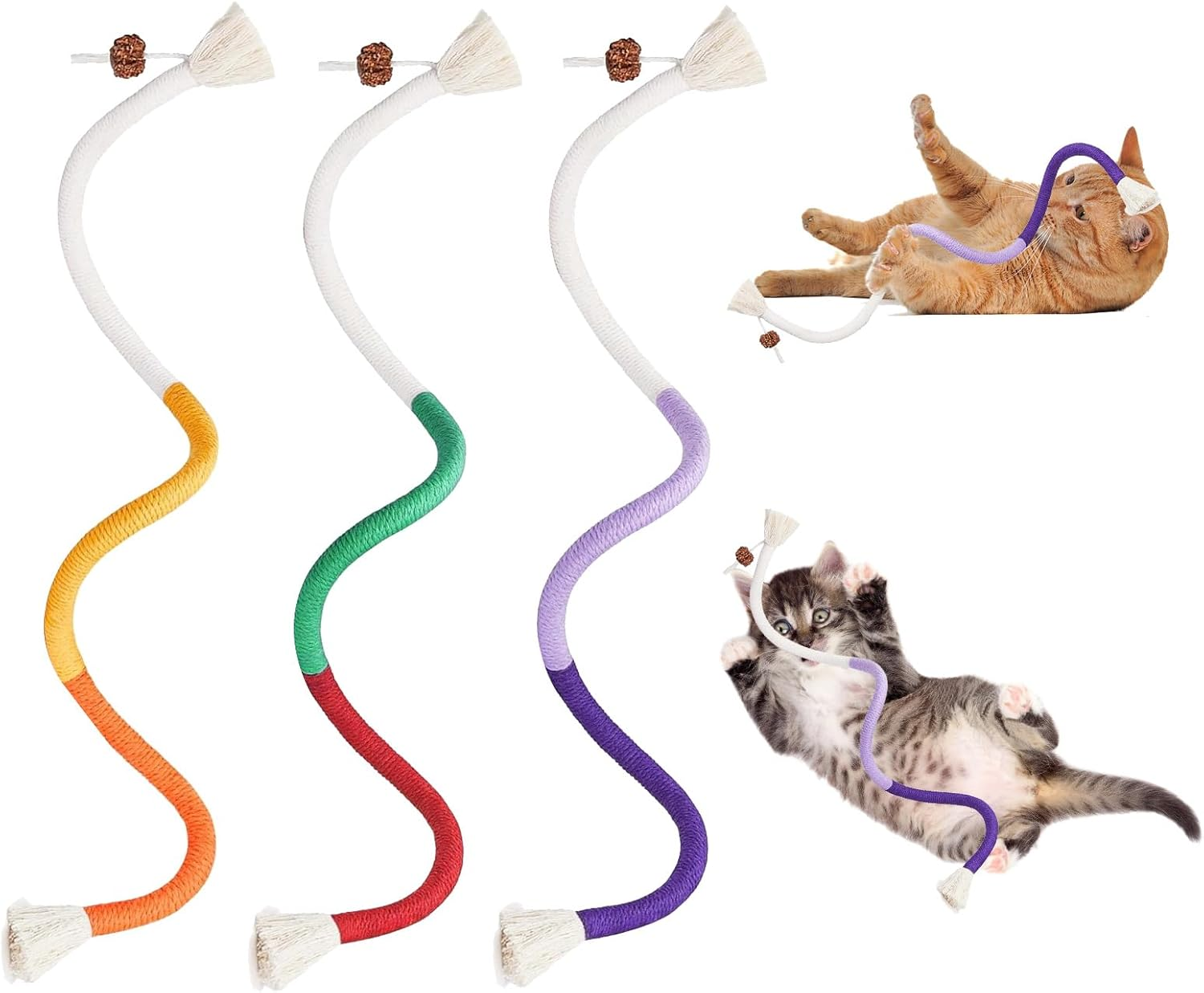 Aikeis 3 Pack Cat Toys Interactive Toy Pet Rope Toy Pet Rope Toy Cat Interactive Toy Rope image number 4