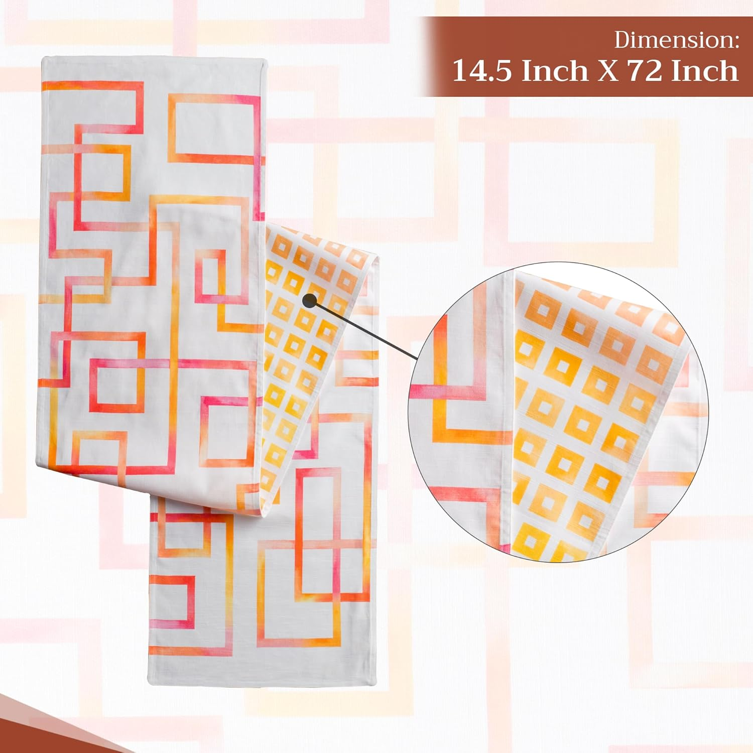 Maison D'Hermine Table Runner 100% Cotton Double Layer Table Runners 72 Inches Long Decorative for Home Kitchen Dining Party Baby Shower Wedding Bridal Shower Spring Summer (Summer Maze, 14.50" X 72") image number 3