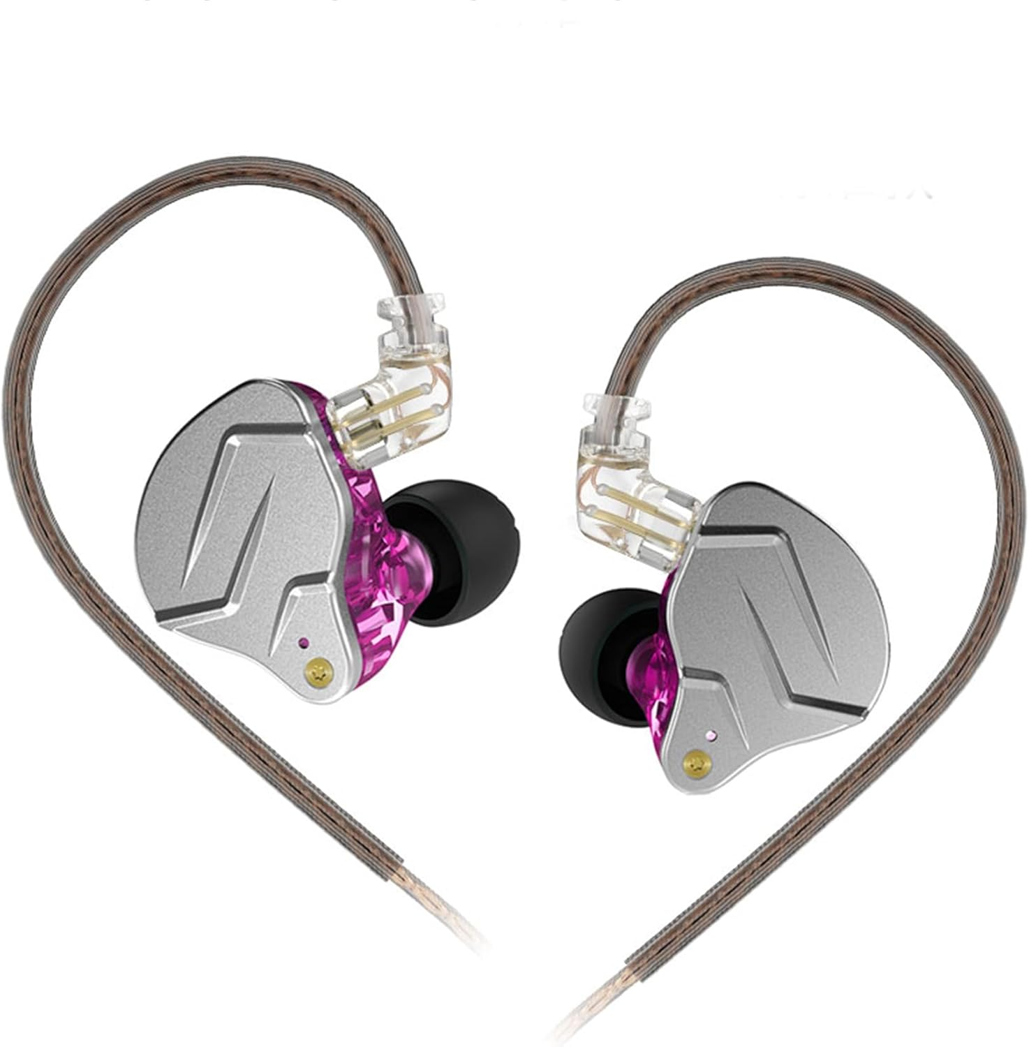 KZ ZSN Pro in Ear Monitors, IEM Earphones with Hybrid Dynamic Driver Balanced Armature, Wired Earphones Headphones 1DD 1BA Gaming Earbuds Stereo Bass Sound Ergonomic Comfortable Fit(Purple No Mic) image number 1