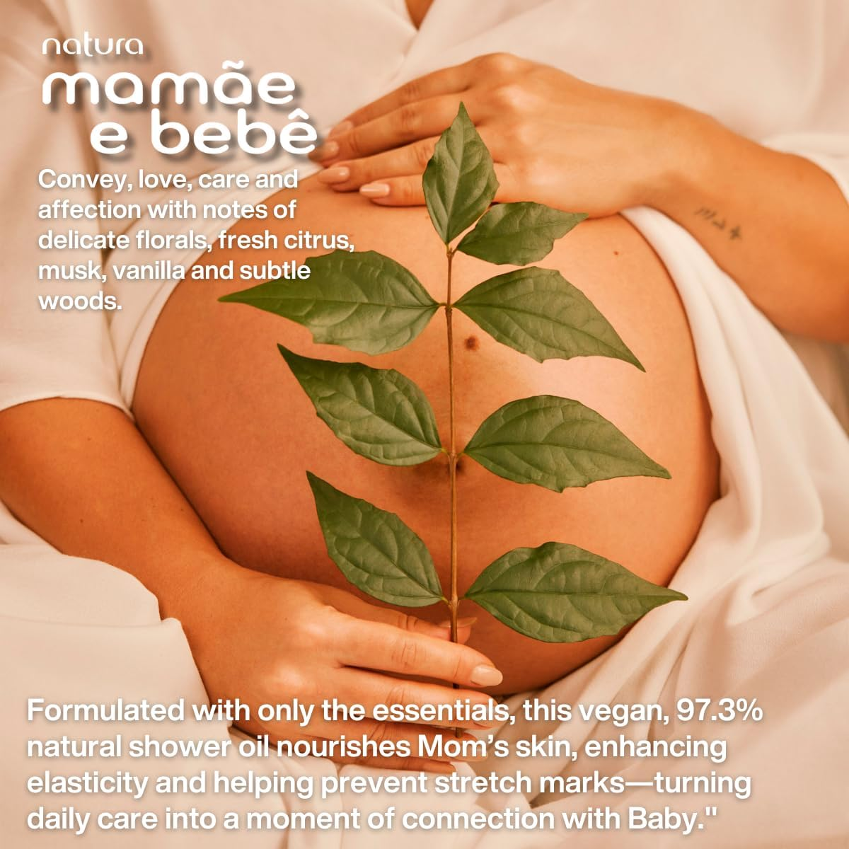 Natura - Mam&atilde;e E Beb&ecirc; Mom Stretch Marks Oil - Moisturizing Shower Oil - Skin Elasticity - 100% Vegan - Almond Oil - 97.3% Natural Origin - All Skin - Cruelty Free - Baby Essentials - 6.7 Fl Oz (200Ml) image number 6