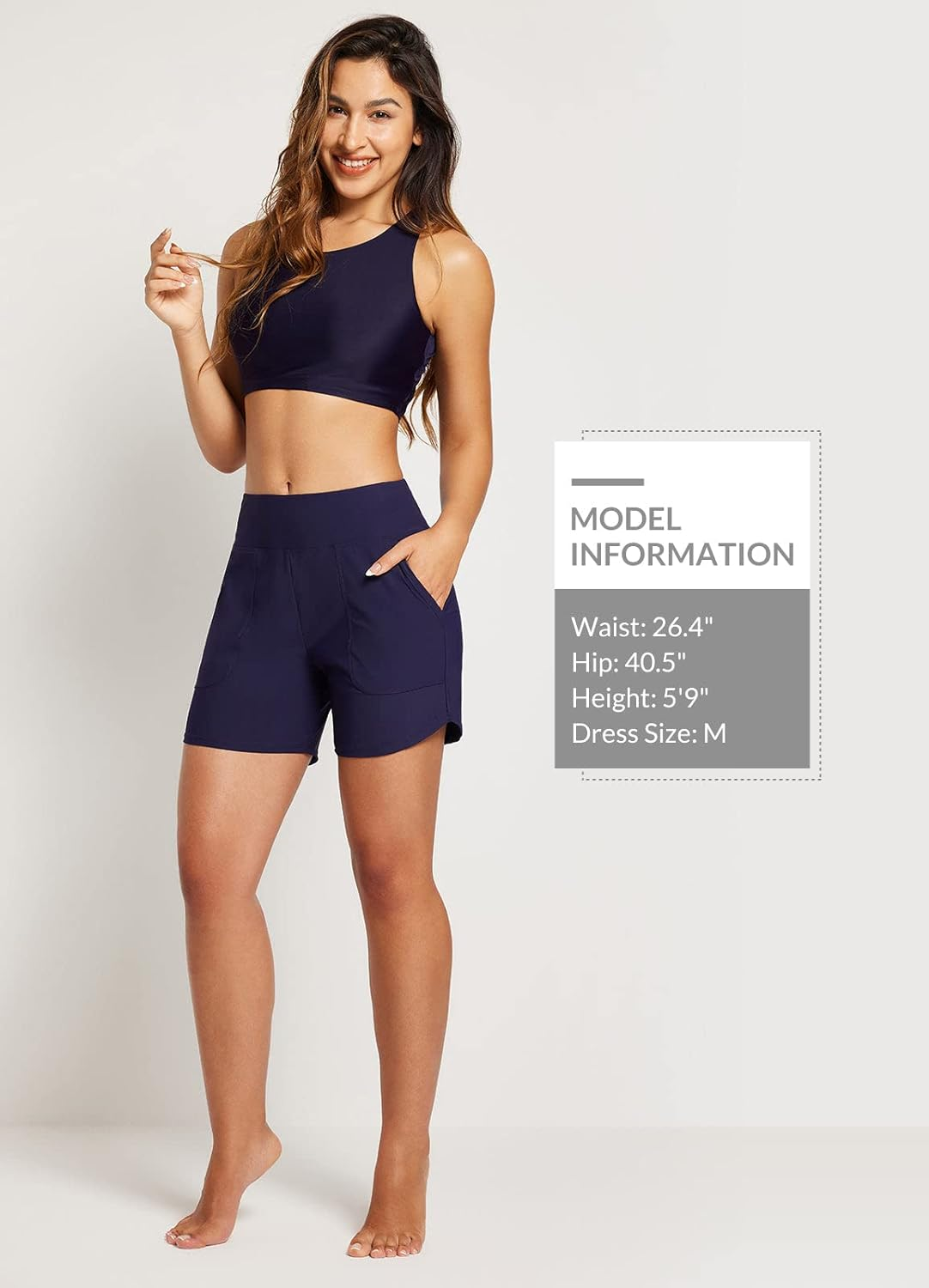 Baleaf Women'S 5" Swim Board Shorts Bottoms Tummy Control Modest Swimsuits Bathing Suit Beach Trunks with Pockets image number 5