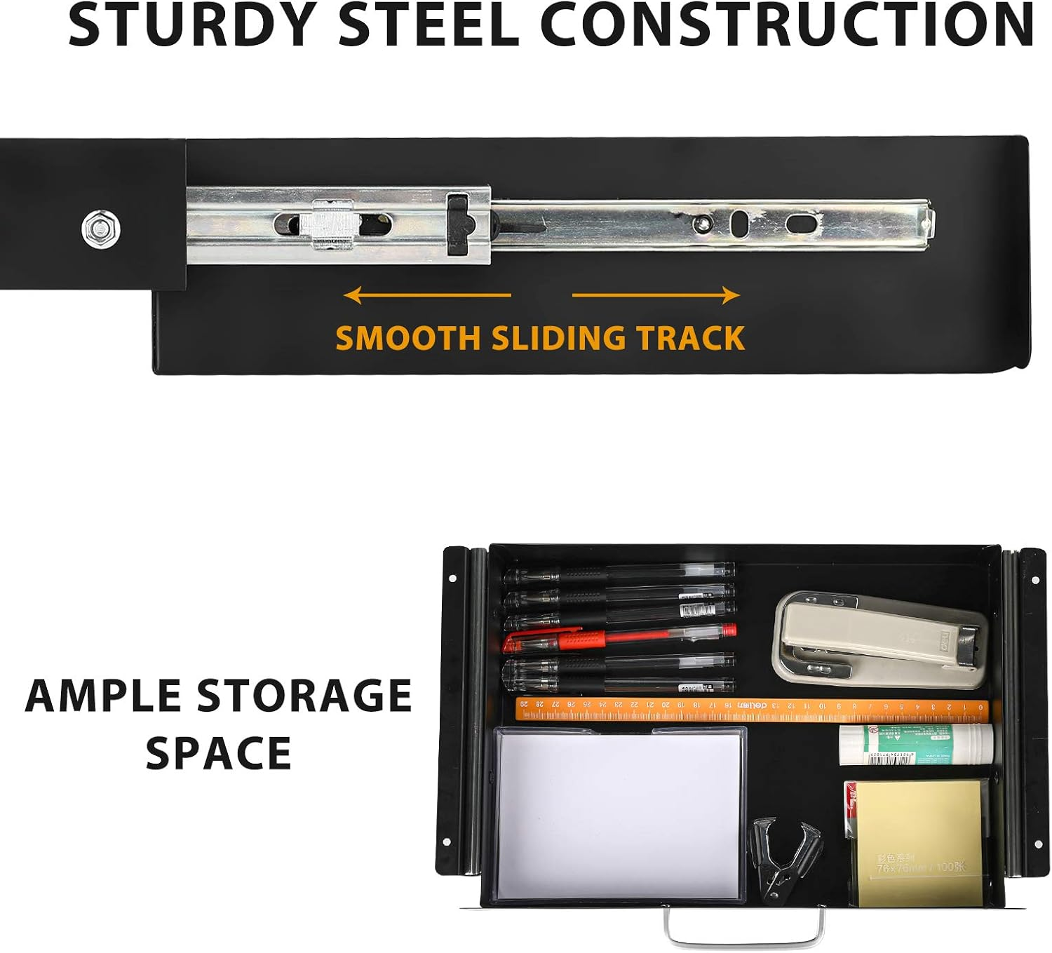 Gome under Desk Pull-Out Drawer - Storage Organizer Office Mounted, Easy Slide-Out Pencil Drawer for Saving Space, under Flat-Top Desk Storage Ideal for Sit-Stand Workstation image number 5