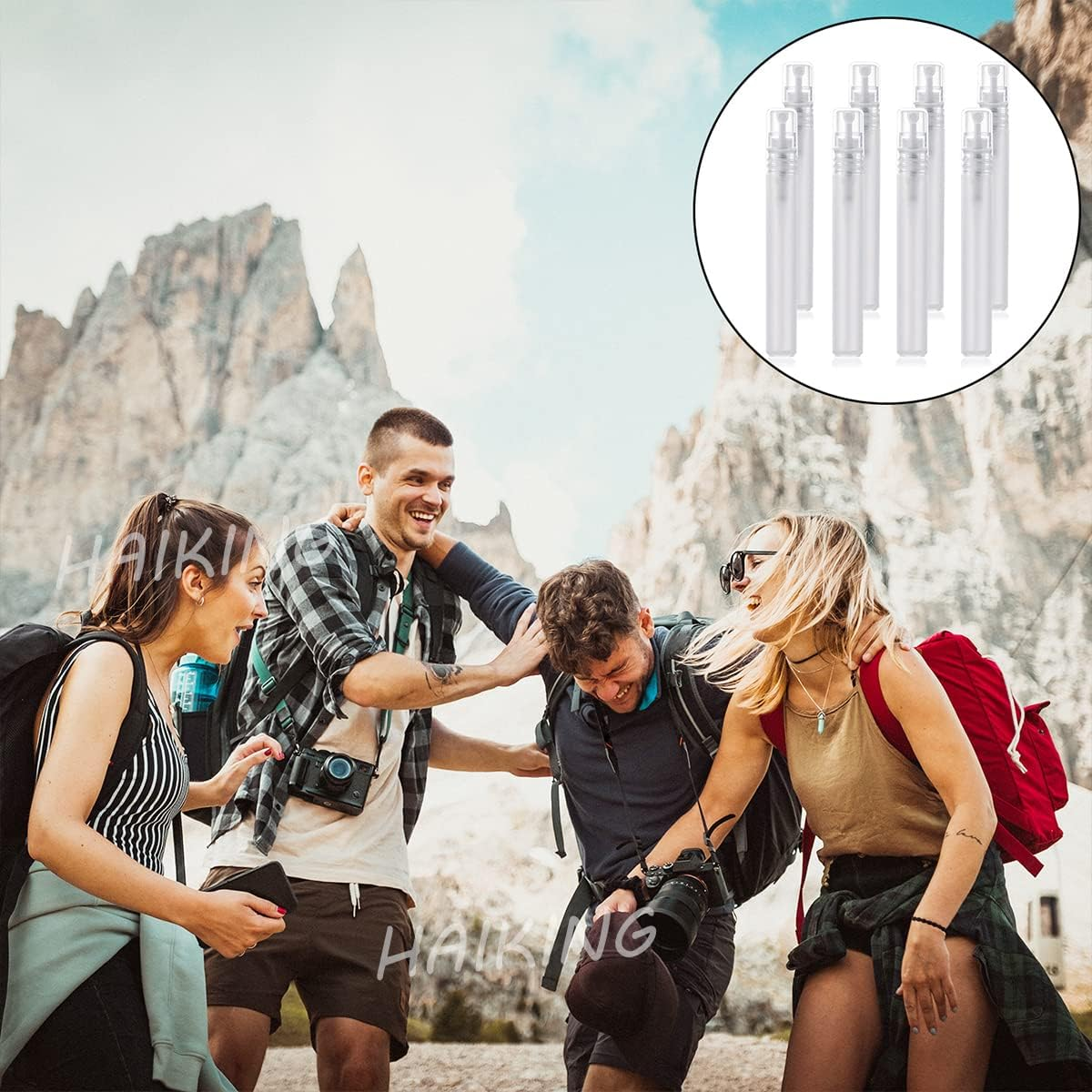 Travel Spray Bottle, 8 Pcs Refillable Mini Plastic Spray Bottles for Perfume Essential Oils, Travel, Cleaning, Makeup Tool (10Ml) image number 3