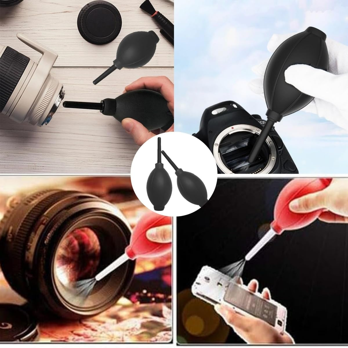 2Pcs Soft Tip Silicone Air Blaster Pump,Soft Nozzle Silicone Rubber Dust Blower Pump Dust Cleaner,Lens and Camera Cleaning Dust Blower image number 1