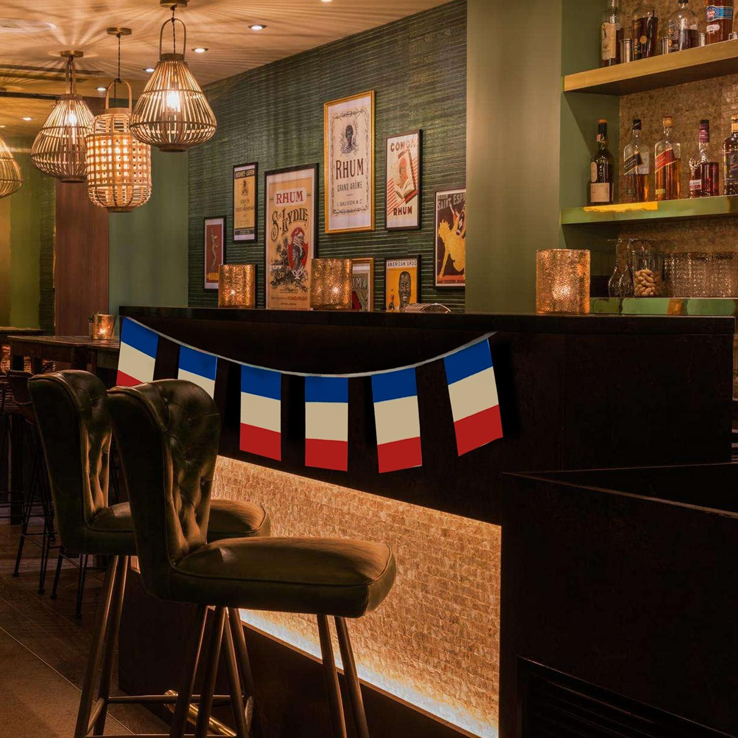 Anley France String Flag Pennant Banners, Patriotic Events 14Th of July French Bastille Day Decoration Sports Bars - 33 Feet 38 Flags - Germany image number 6